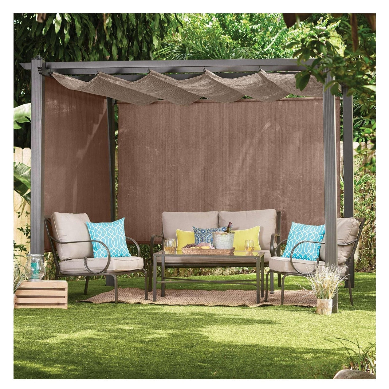 Coolaroo Outdoor Cordless Sun Blocking Roller Shade 6”Lx 8”W