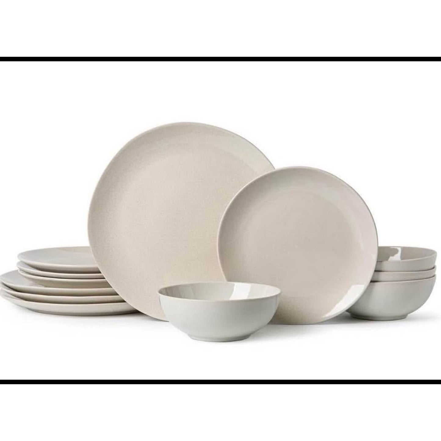 Ceramic Dinnerware Sets-12 Pieces Set, Plates Pasta Bowls Soup Bowls, Modern Stoneware Dishes, React