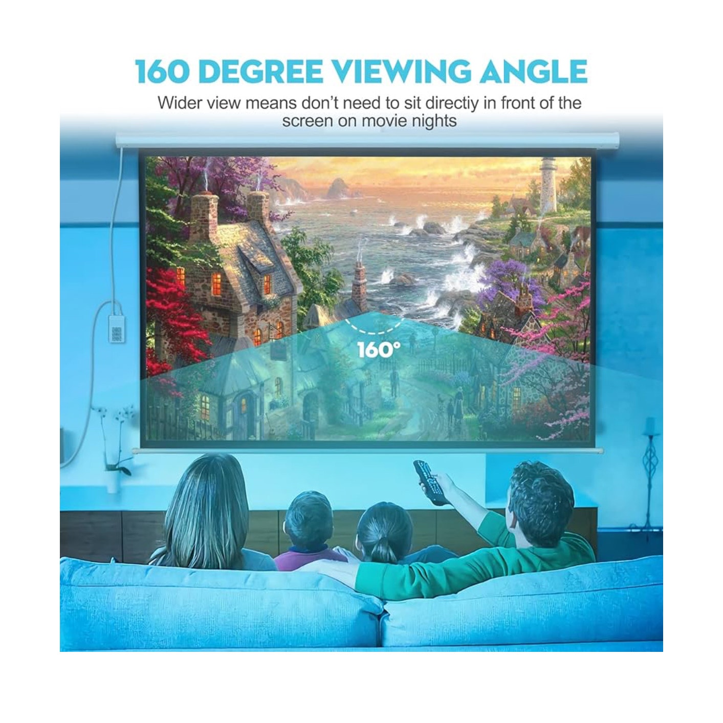 DINAH 120 Inch Electric Projector Screen with Remote, Automatic