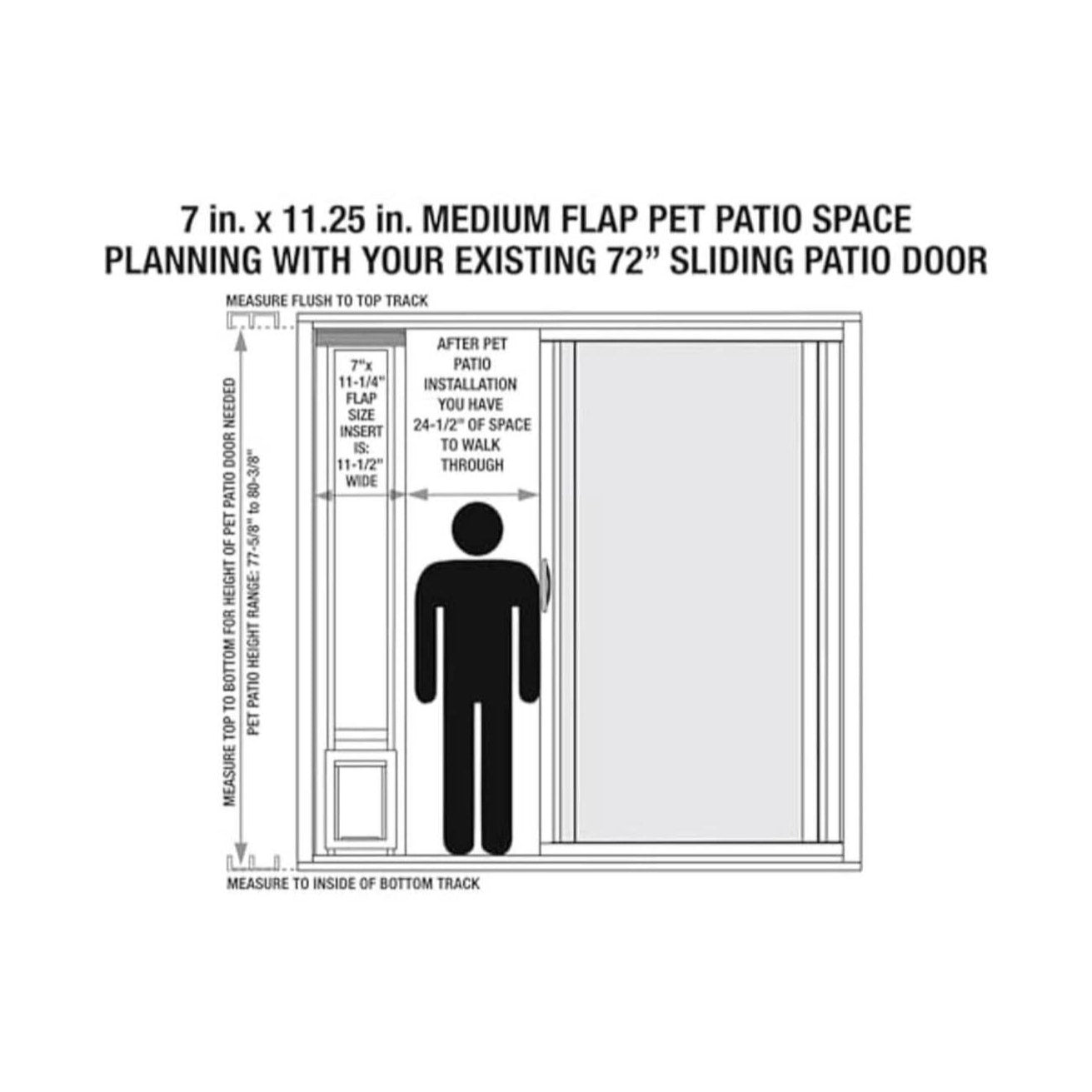 Ideal Pet Products Aluminum Pet Patio Door, Adjustable Height 77-5/8" to 80-3/8", 7" x 11-1/4" Flap