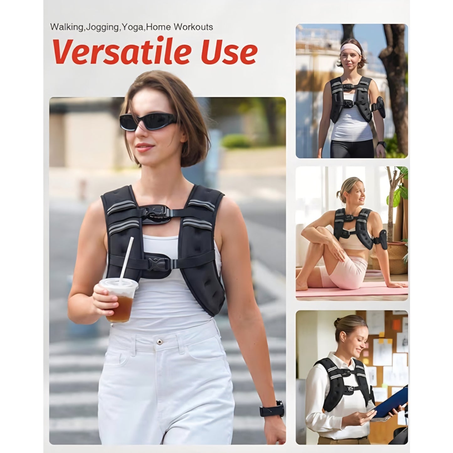 Weighted Vest, 20lb Weight Vest with Reflective Stripe for Workout, Strength Training