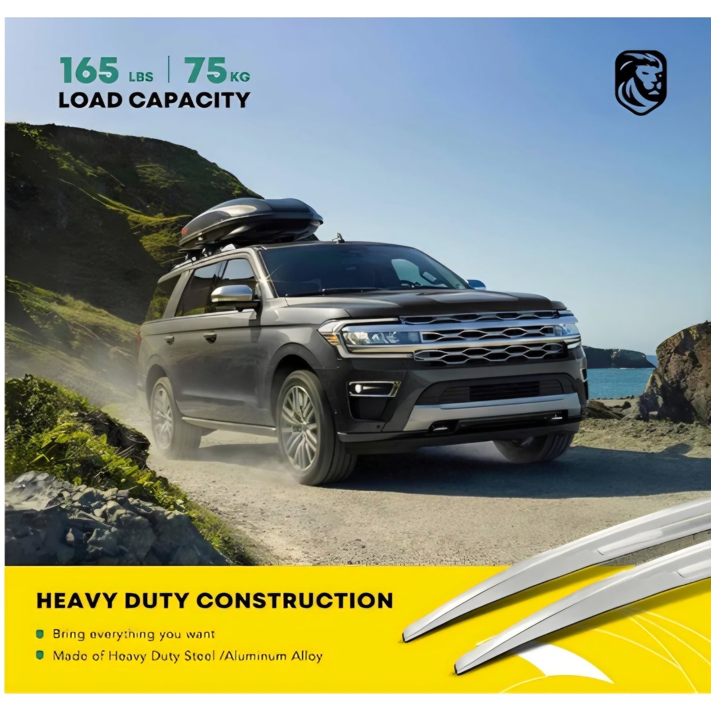 YHTAUTO Car Roof Rack Side Rails Compatible with Toyota Highlander 2014-2019, 165 Lbs Aluminum