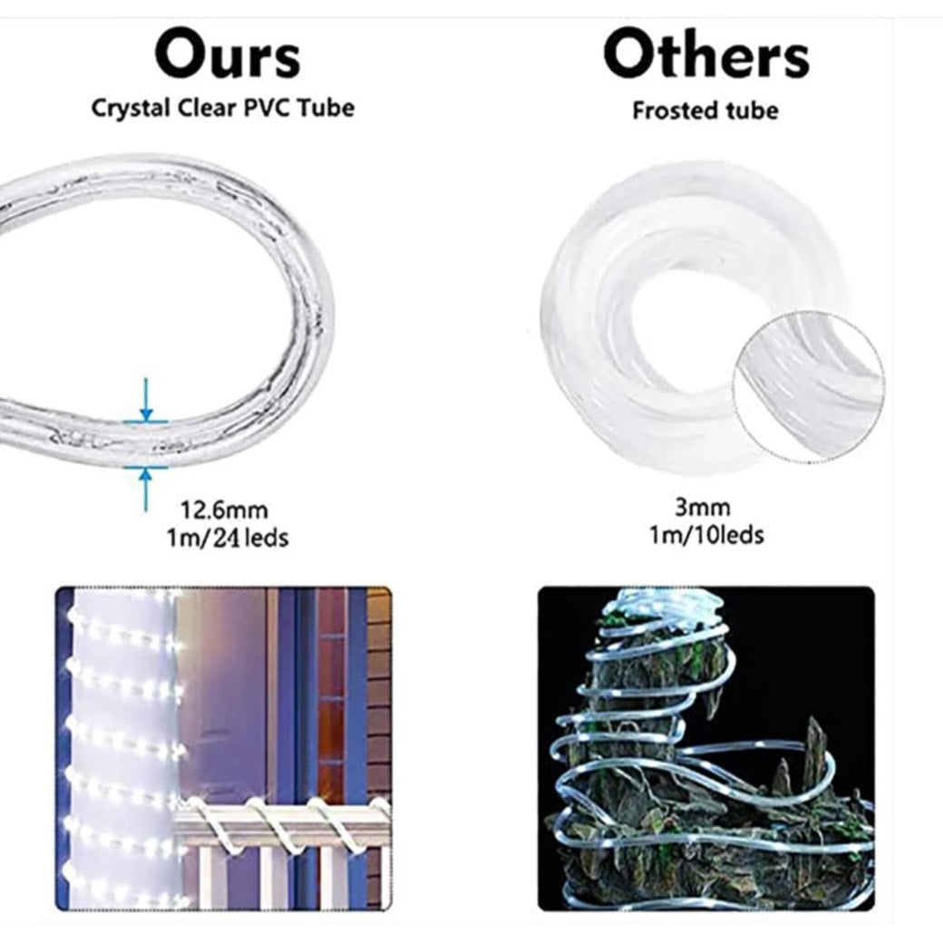 (New) 100FT Rope Lights Outdoor, 720 LED Waterproof Rope Lights, LED Connectable Flexible TubeLight