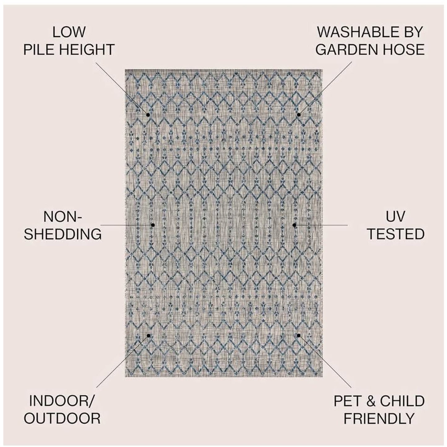 JONATHAN Y SMB108A-8 Ourika Moroccan Geometric Textured Weave Indoor Outdoor Area Rug, Bohemian, Rus