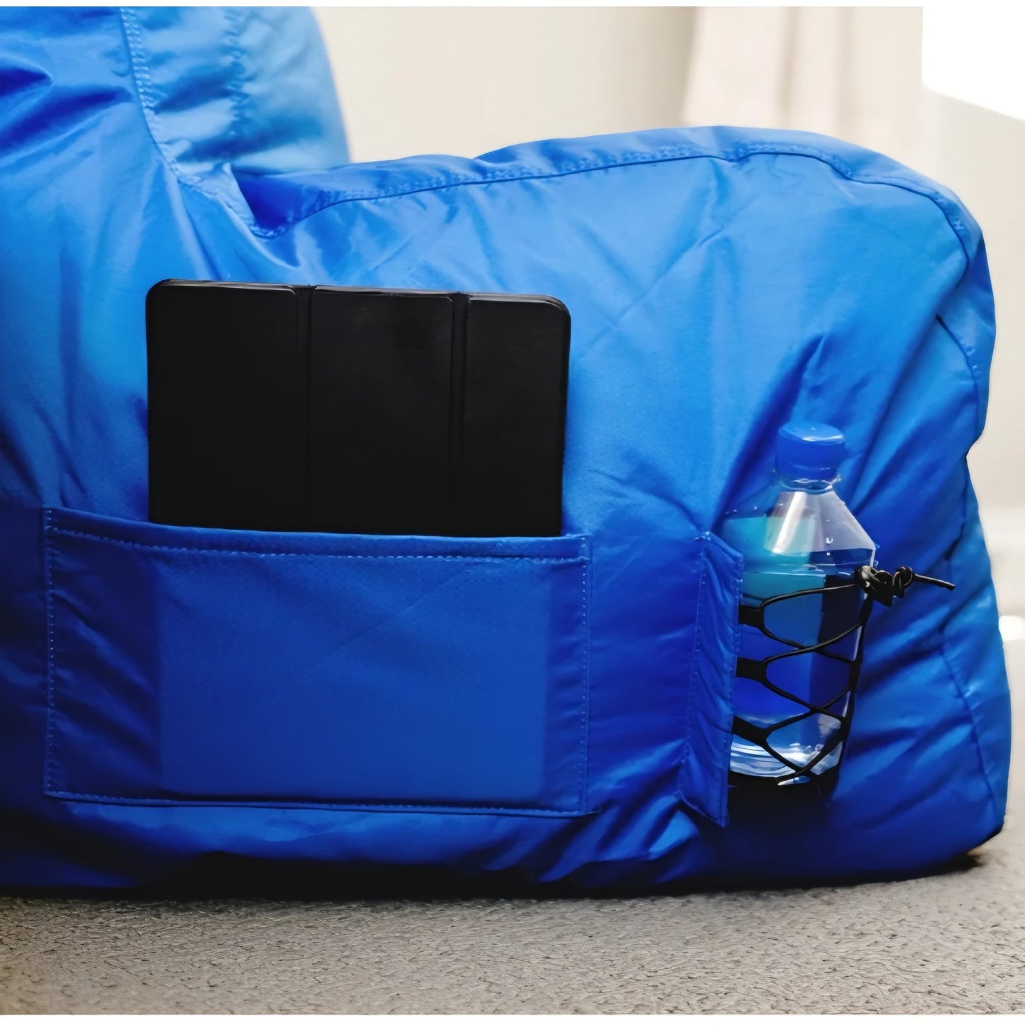 Chair with Drink Holder and Pocket, Sapphire Smartmax, Durable Polyester Nylon Blend, 3 feet