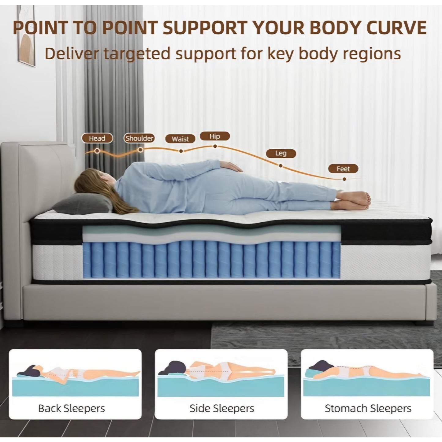 12 Inch Queen Mattress in a Box,White,Medium Firm Feel