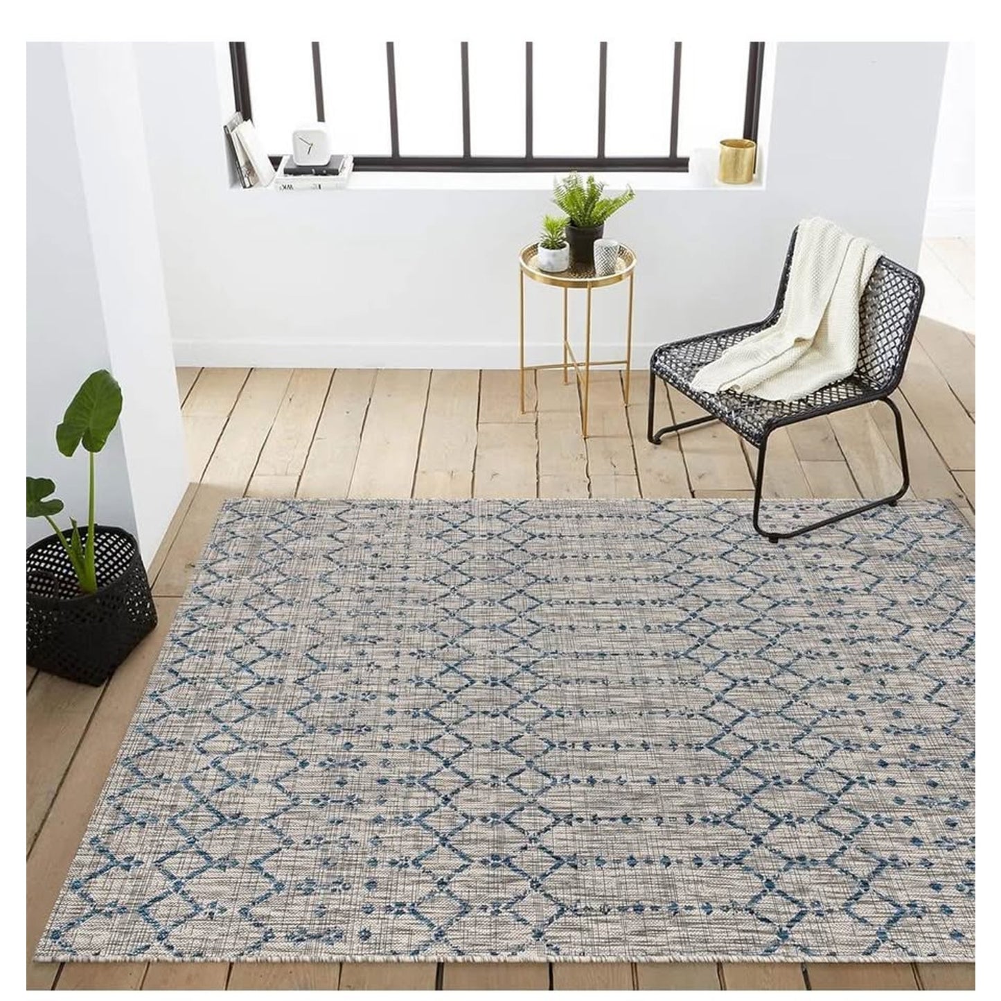 JONATHAN Y SMB108A-8 Ourika Moroccan Geometric Textured Weave Indoor Outdoor Area Rug, Bohemian, Rus