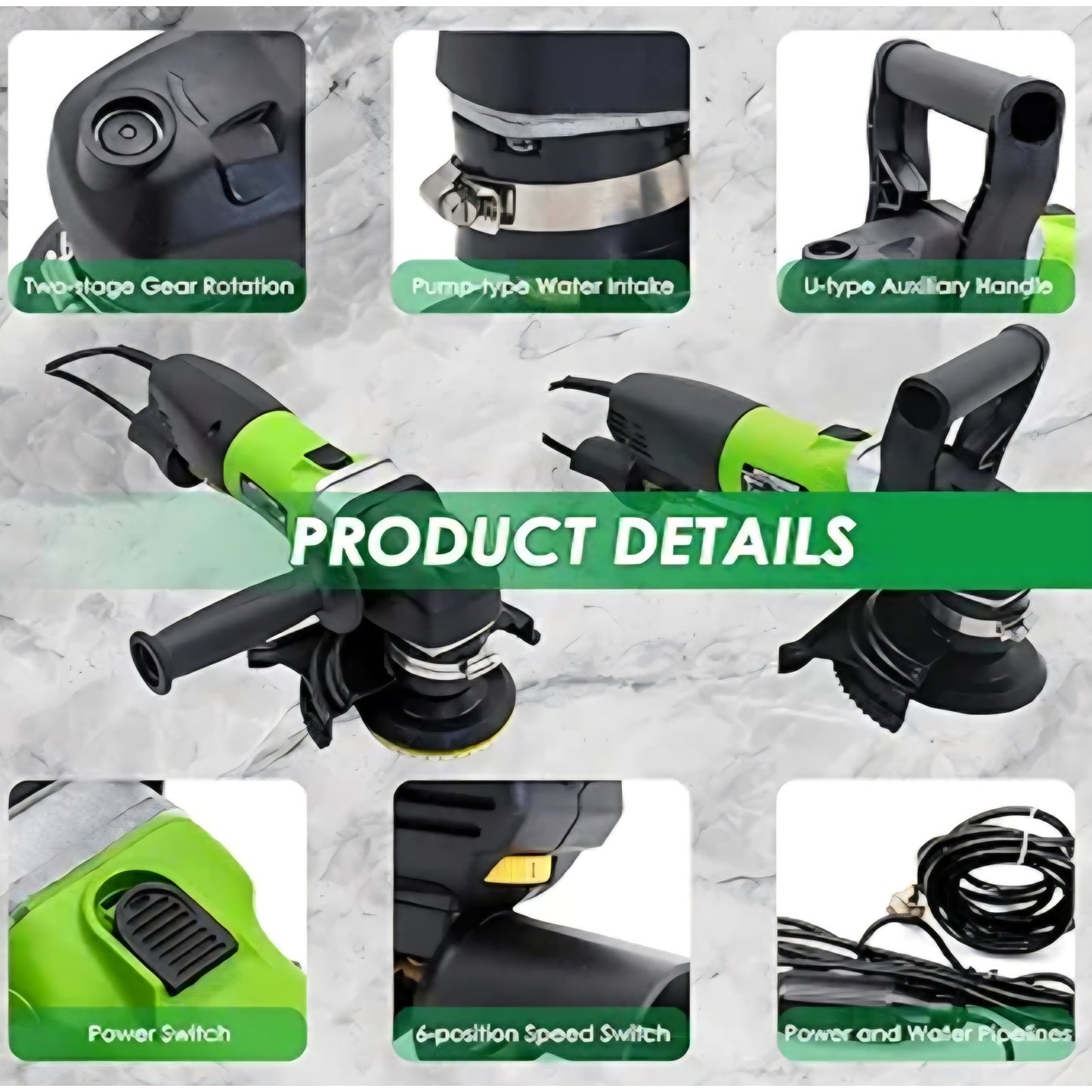 800W Electric Wet Stone Polisher 4'' Variable Speed Grinder Buffing Machine, Countertop Concrete