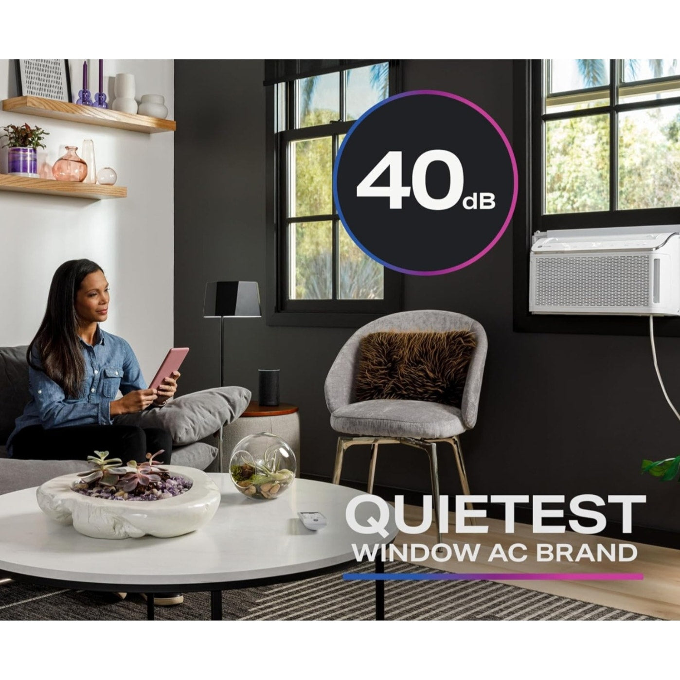 Ultra Quiet Window Air Conditioner 6,200 BTU, WiFi Enabled, Ideal for Small Rooms,Included Kit