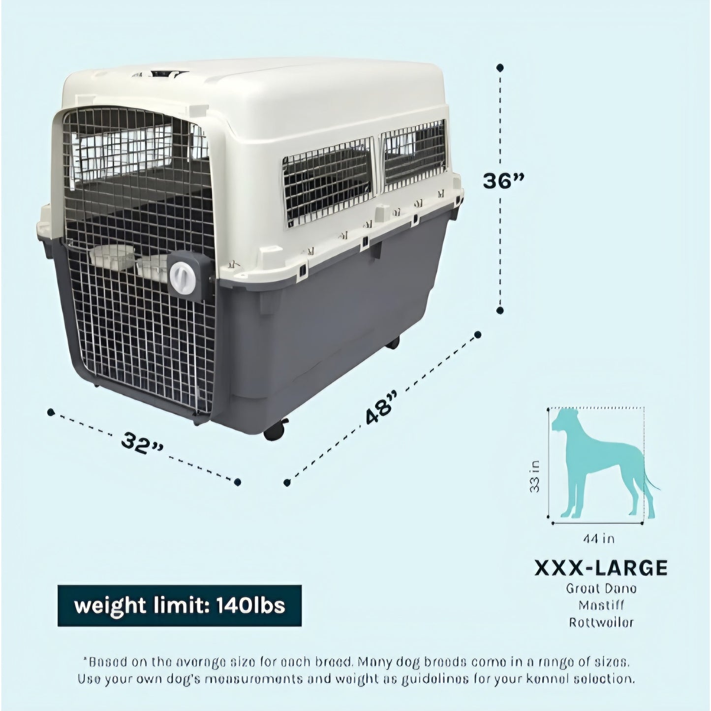 XXX-LARGE 48" Travel Dog Kennel-Durable Plastic Airline Pet Carrier