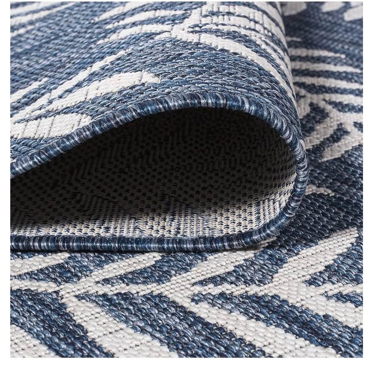JONATHAN Y SMB119B-6R Nevis Palm Frond Navy/Ivory 6' Round Indoor/Outdoor Area Rug, Pet Friendly, No