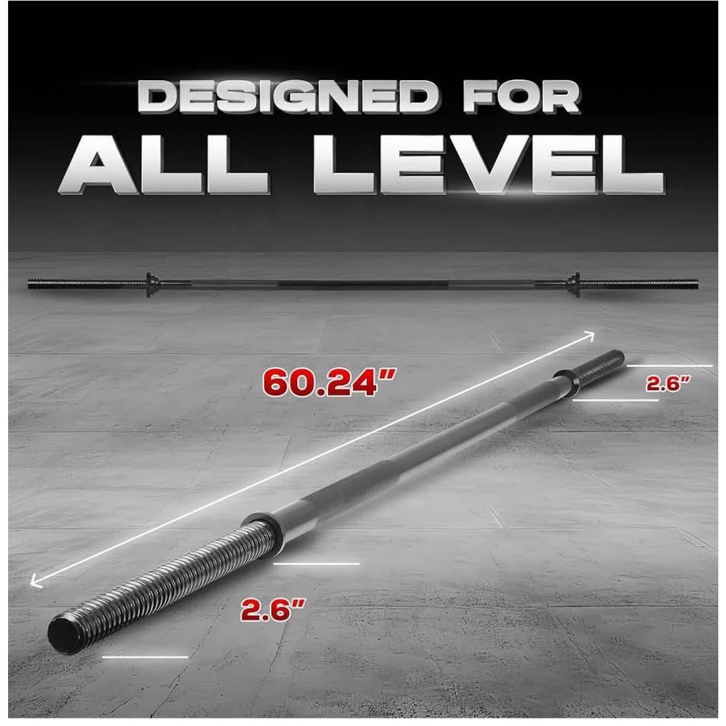 Yes4All 480LB Standard Straight Barbell 60" & EZ Curl Bar 47", Weight Bar 1" Diameter - Star Lock Co
