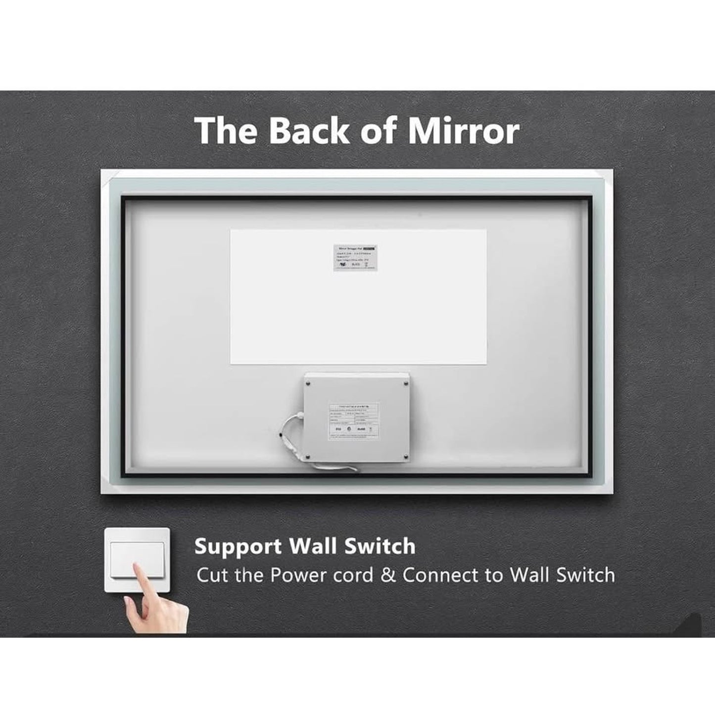 ROOMTEC 48 x 36 Inches LED Bathroom Mirror with Front and Backlit,Anti-Fog,3 Colors and Dimmable Lig