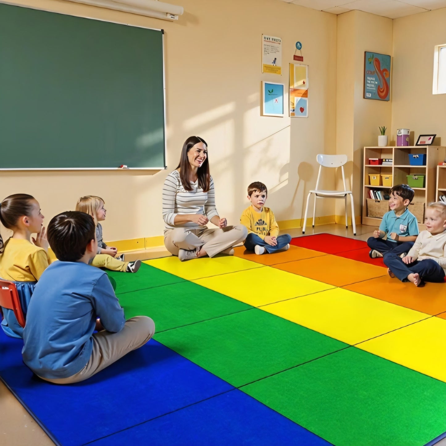 Elementary Classroom Rugs for Kids, Washable Kids Rugs for Playroom School, 6'x9'(Seats-20)