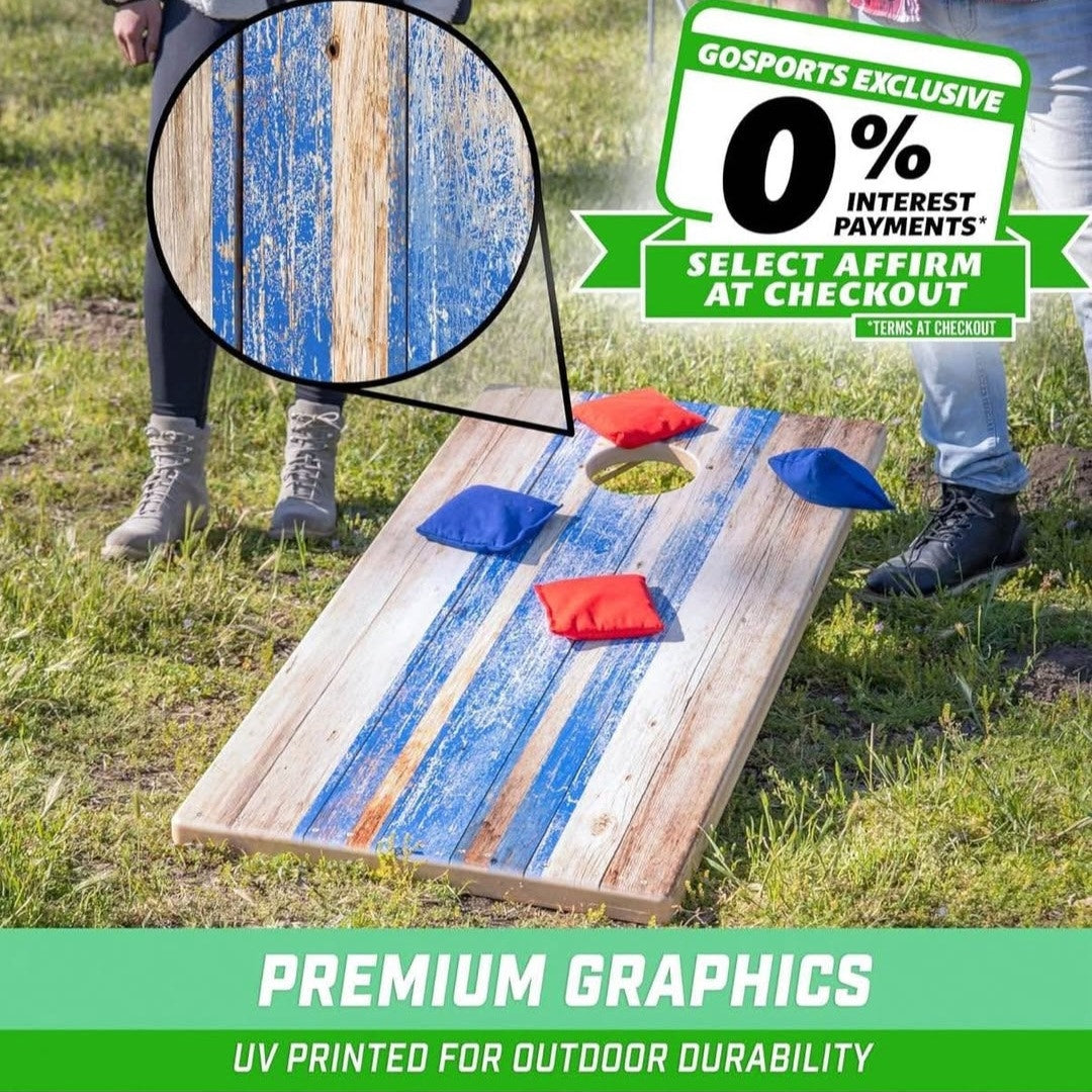 GoSports 4 x 2 ft All Weather Cornhole Boards - Rustic, Reed Camo, Woodland Camo, or Wood