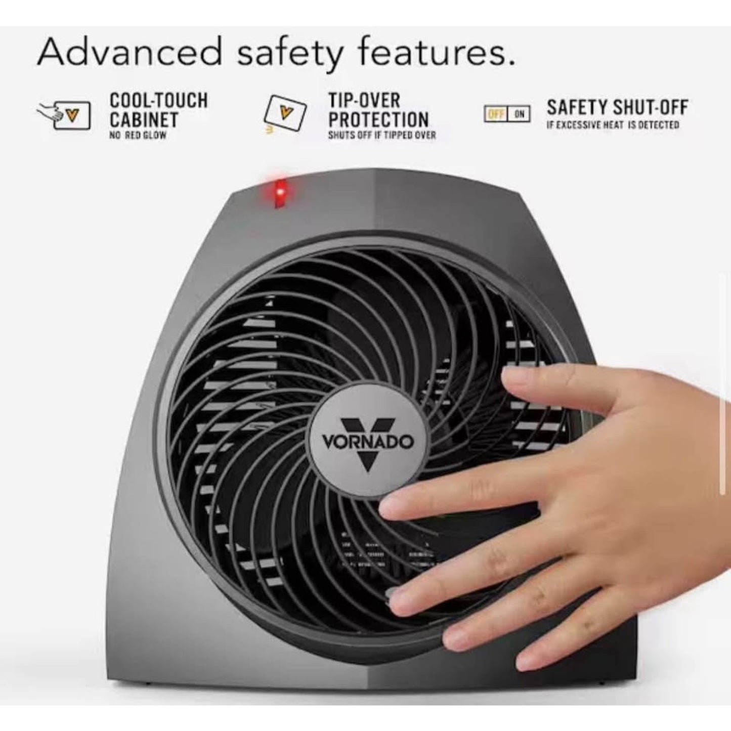 Vornado VH200 1500-Watt Electric Portable Space Heater, Whole Room Vortex Heat Circulation, Charcoal