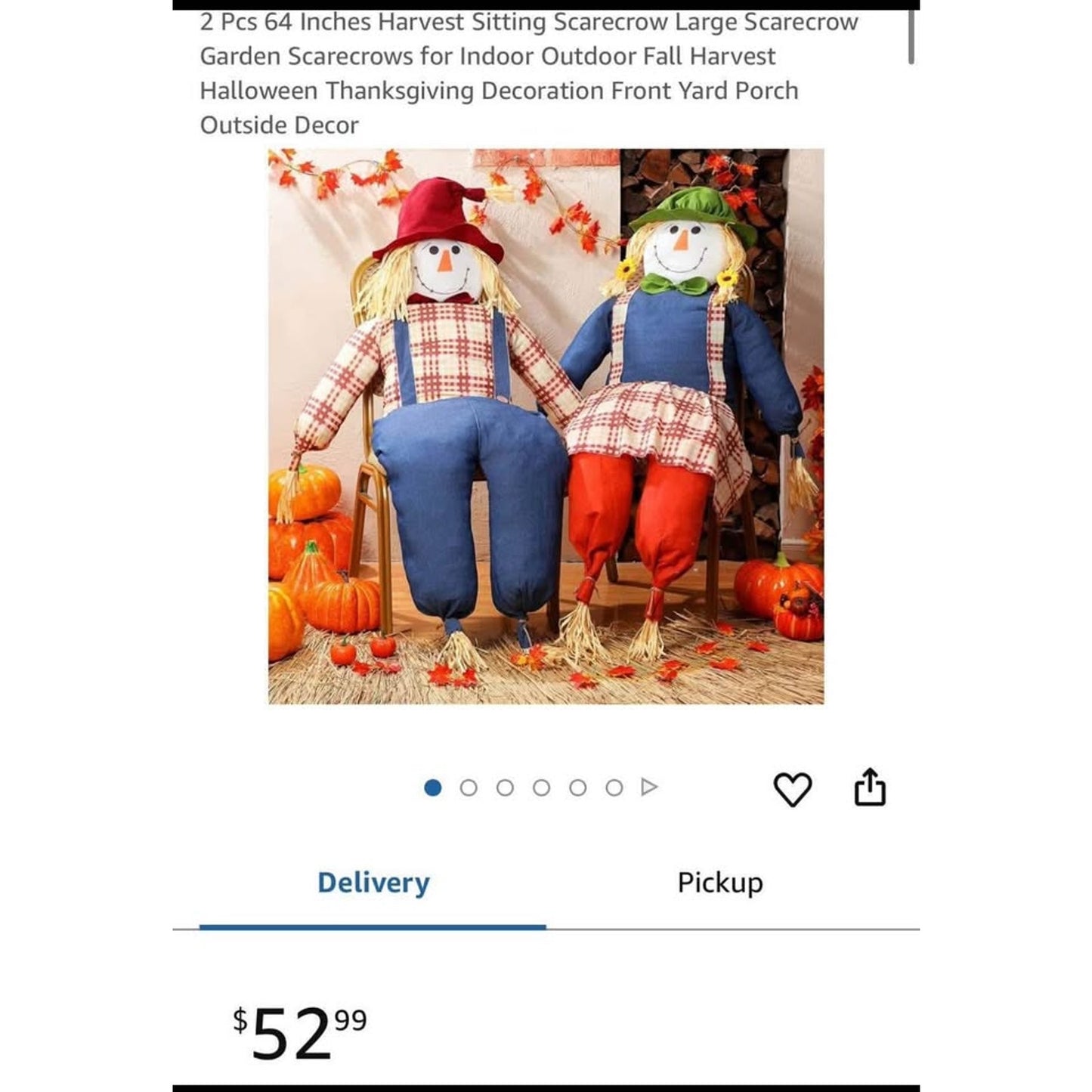 2 Pcs 64 Inches Harvest Sitting Scarecrow Large Scarecrow Garden Scarecrows for Indoor Outdoor Fall