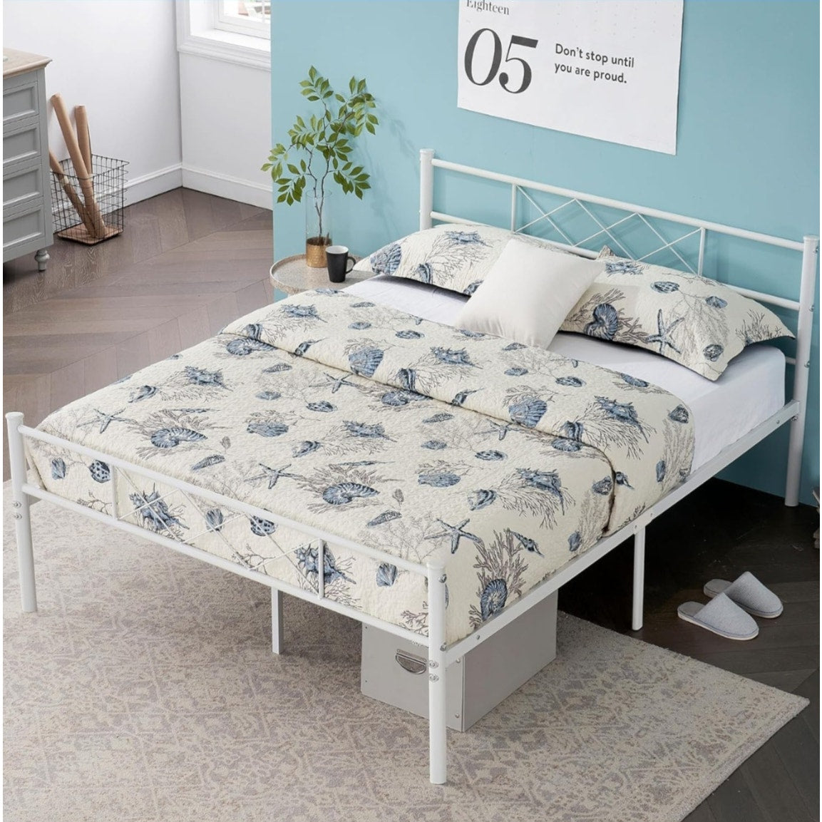 VECELO Queen Size Bed Frame with Headboard
