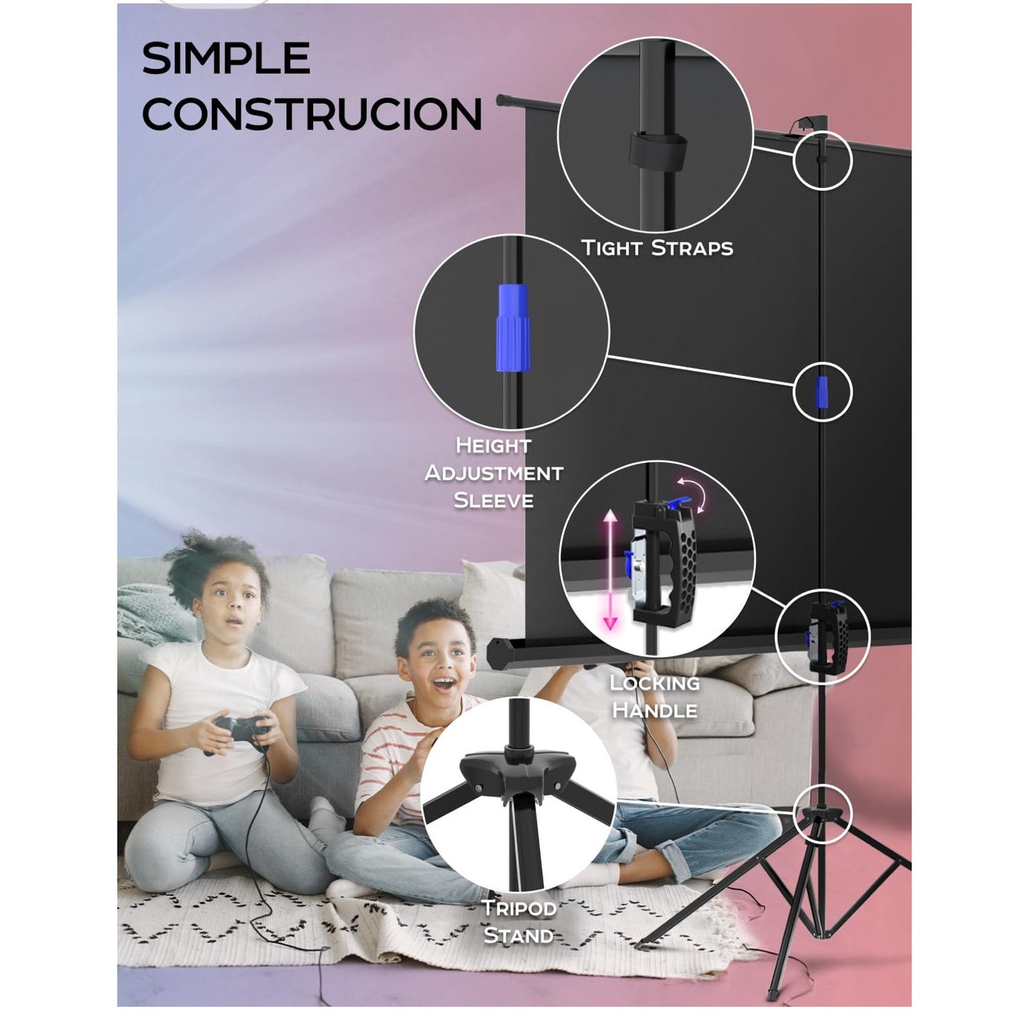 PropVue Projector Screen with Stand 84" - Indoor & Outdoor Projection Screen for Movie