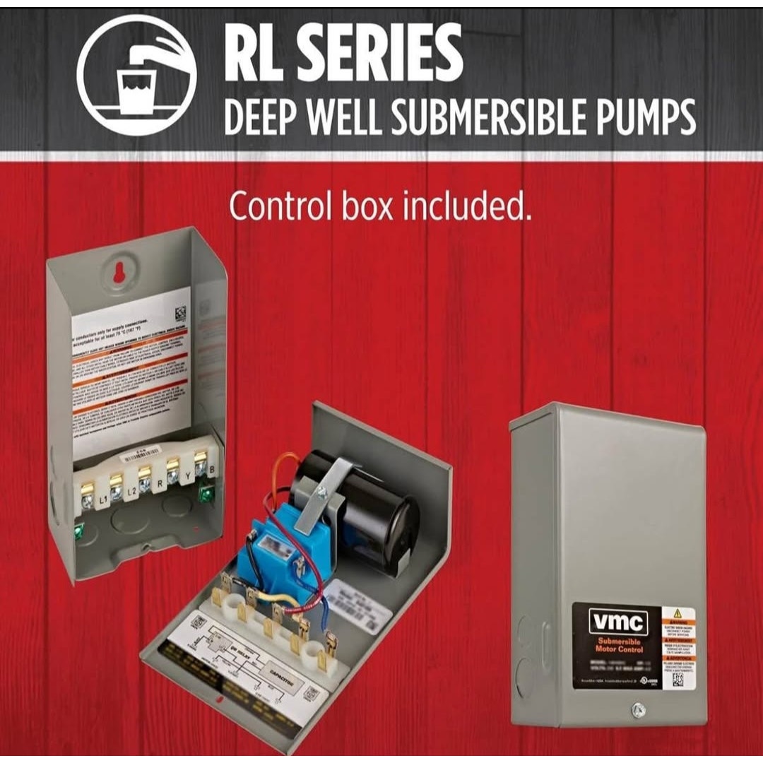 Red Lion 14942406 RL12G07-3W2V 4-inch Submersible Deep Well Pump with Control Box, 3/4 HP, 12 GPM, 3