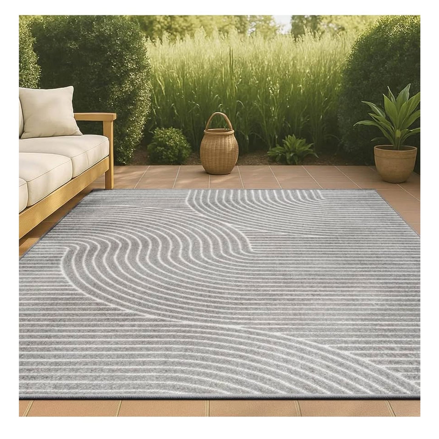 JONATHAN Y SCN100A-5 Skagen High-Low Minimalist Curve Geometric Indoor/Outdoor Area Rug, 5’3”x7’7”