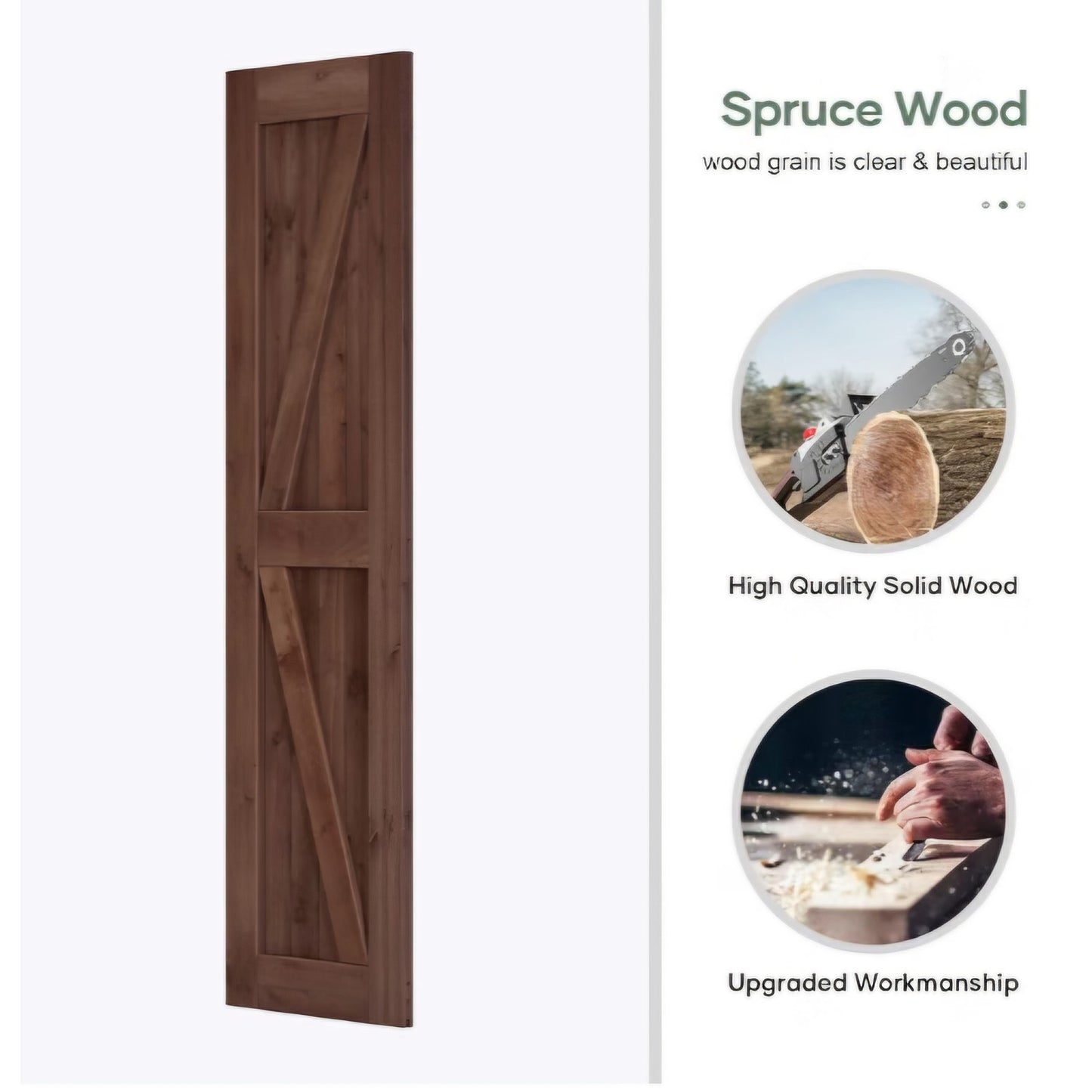 48x84 inch (Double 24×84 inch Door) Sliding Barn Wood Door Slab with 8ft Hardware Kit and Handle
