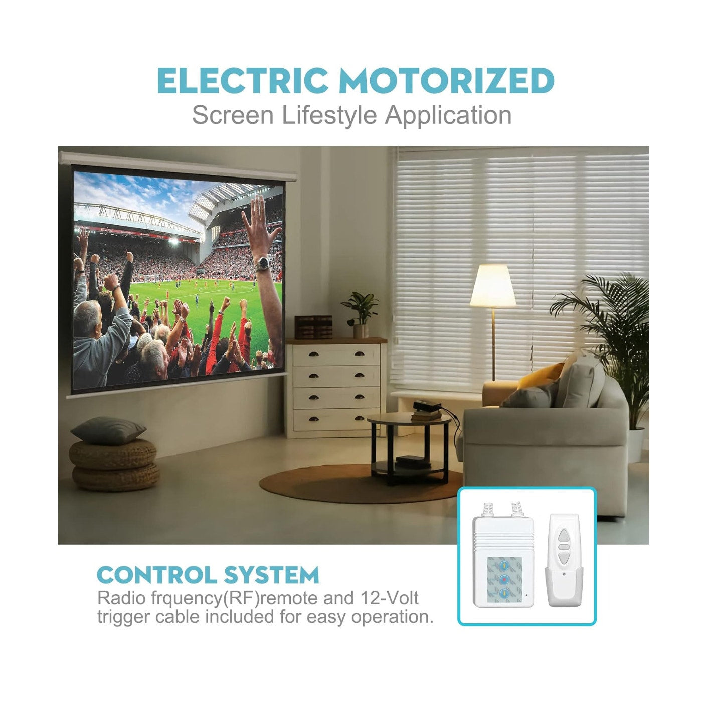 DINAH 120 Inch Electric Projector Screen with Remote, Automatic