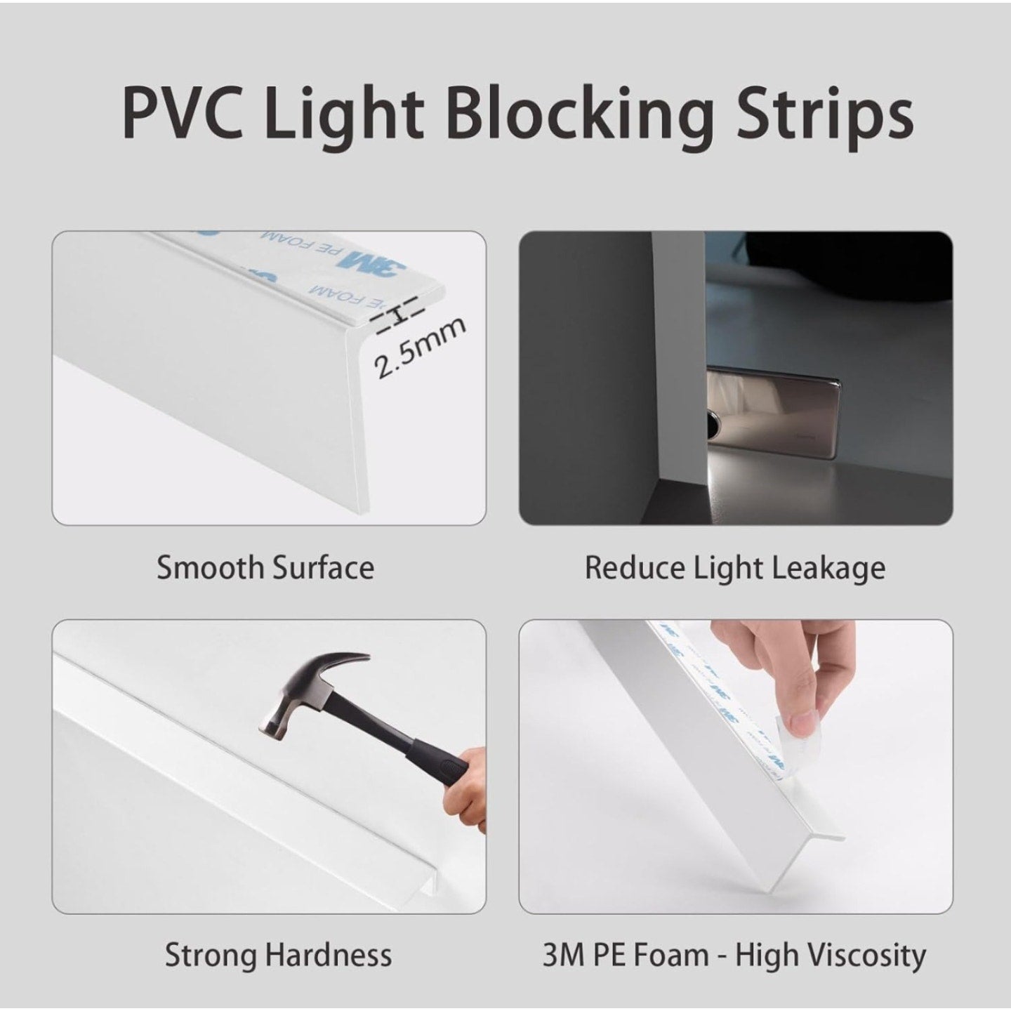 ZSTARR PVC Light Gap Blockers Blackout Light Blockers Side Tracks for Window Shades and Blinds Room