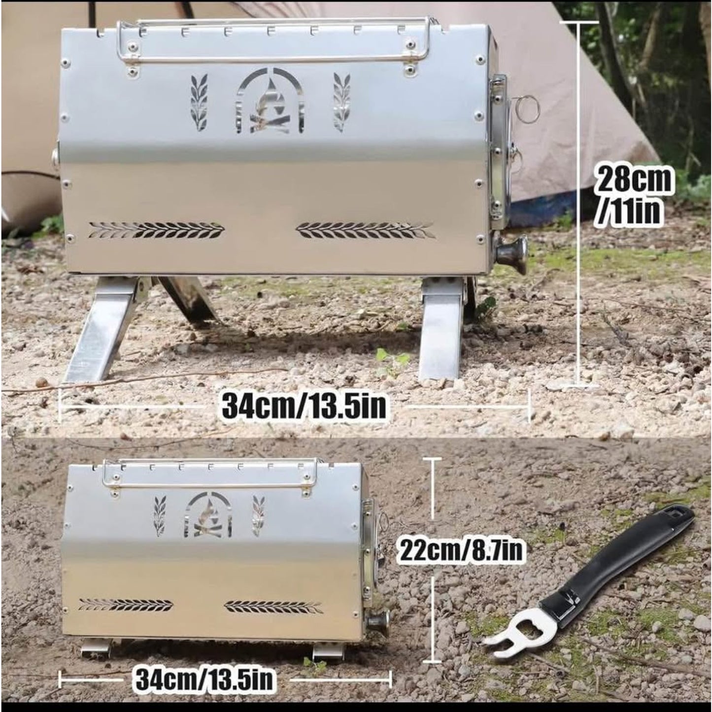 Fitinhot Propane Fire Pit Smokeless Camp Stove Bonfire Pit Stainless Steel with Iso-Butane Hose & Re