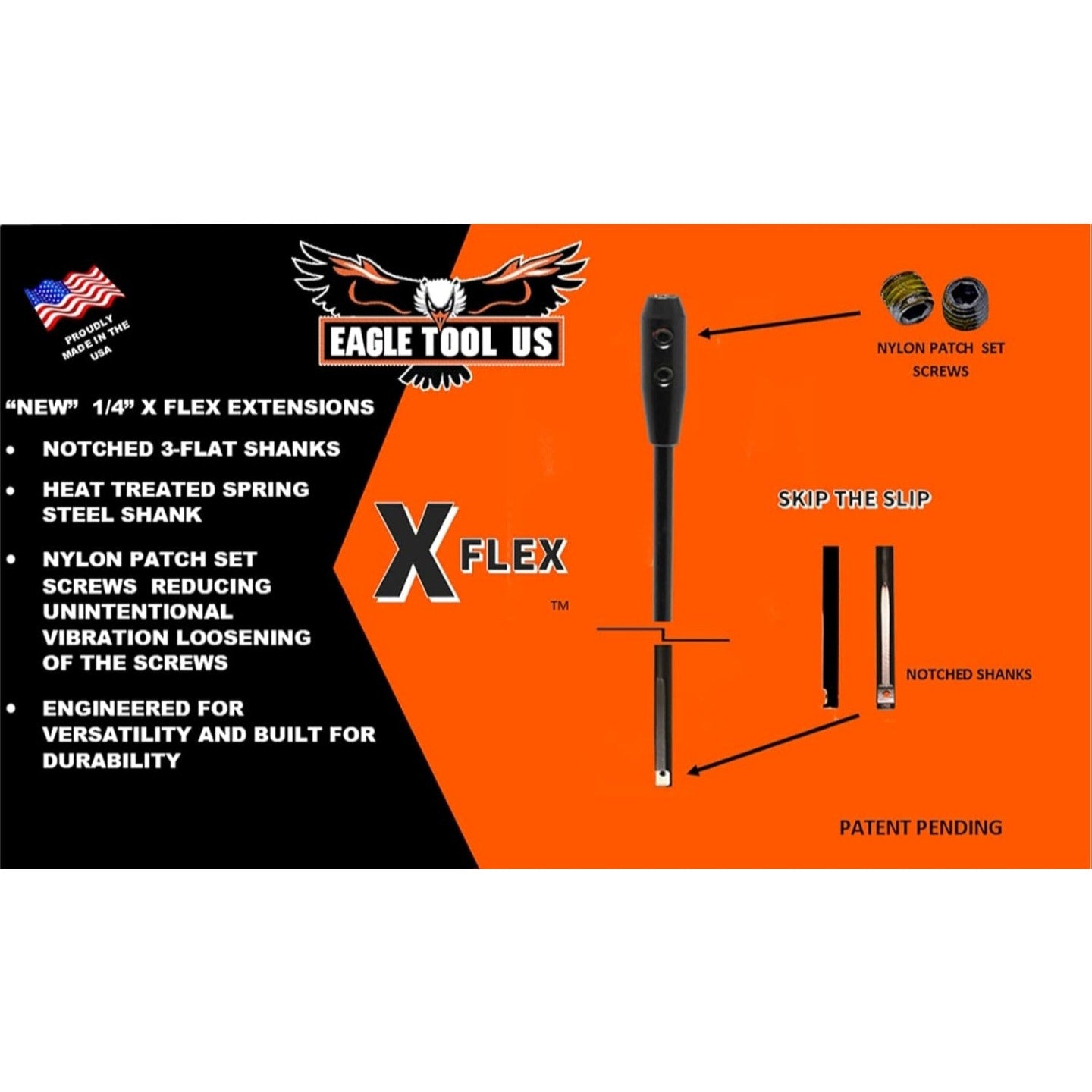Eagle Tool US ETHX25052 X Flex Installer Bit and Drill Bit Extension, 52-INCH, 1/4-inch Shank,