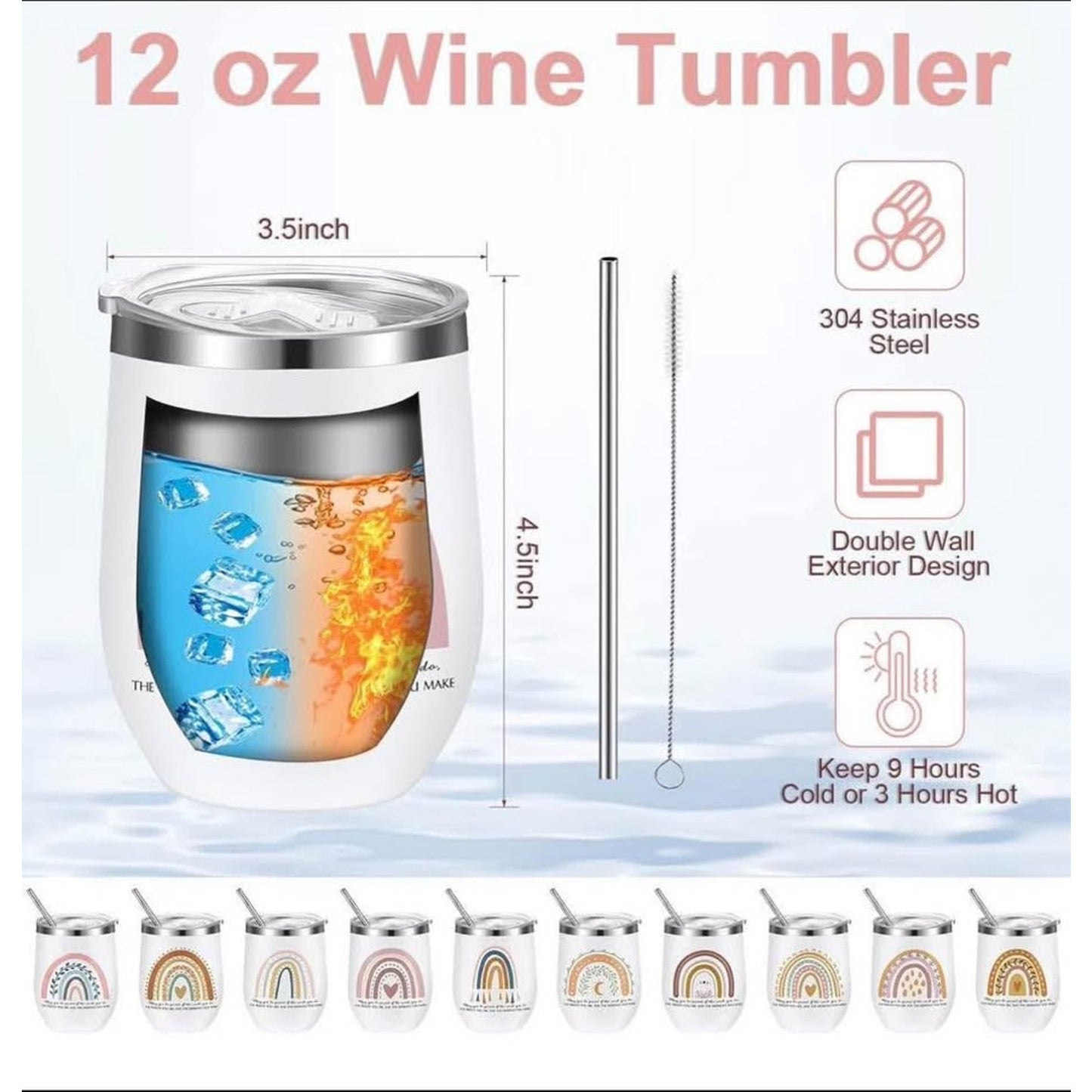 Bokon Set of 10 Thank You Gifts 12 oz Stainless Steel Insulated Tumbler with Lids May You Be Proud C
