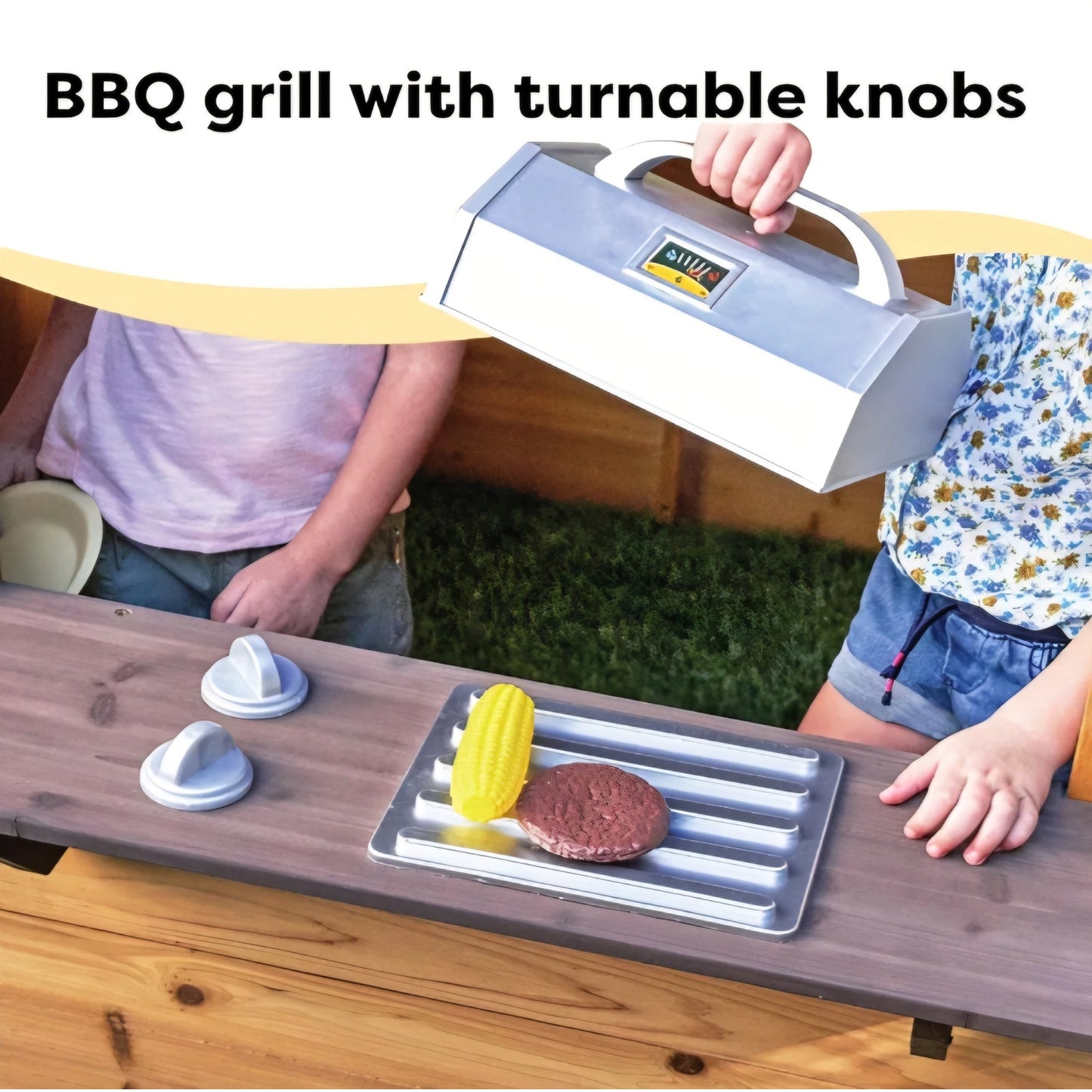 KidKraft Modern Outdoor Wooden Playhouse with Picnic Table, Mailbox and Outdoor Grill ,Gift