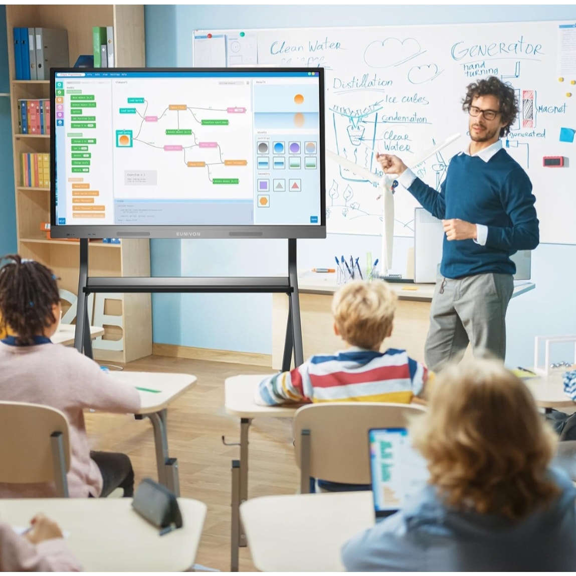 Interactive Whiteboard, 55'' 4K UHD Smart Whiteboard, Interactive Touch Screen Smartboard,