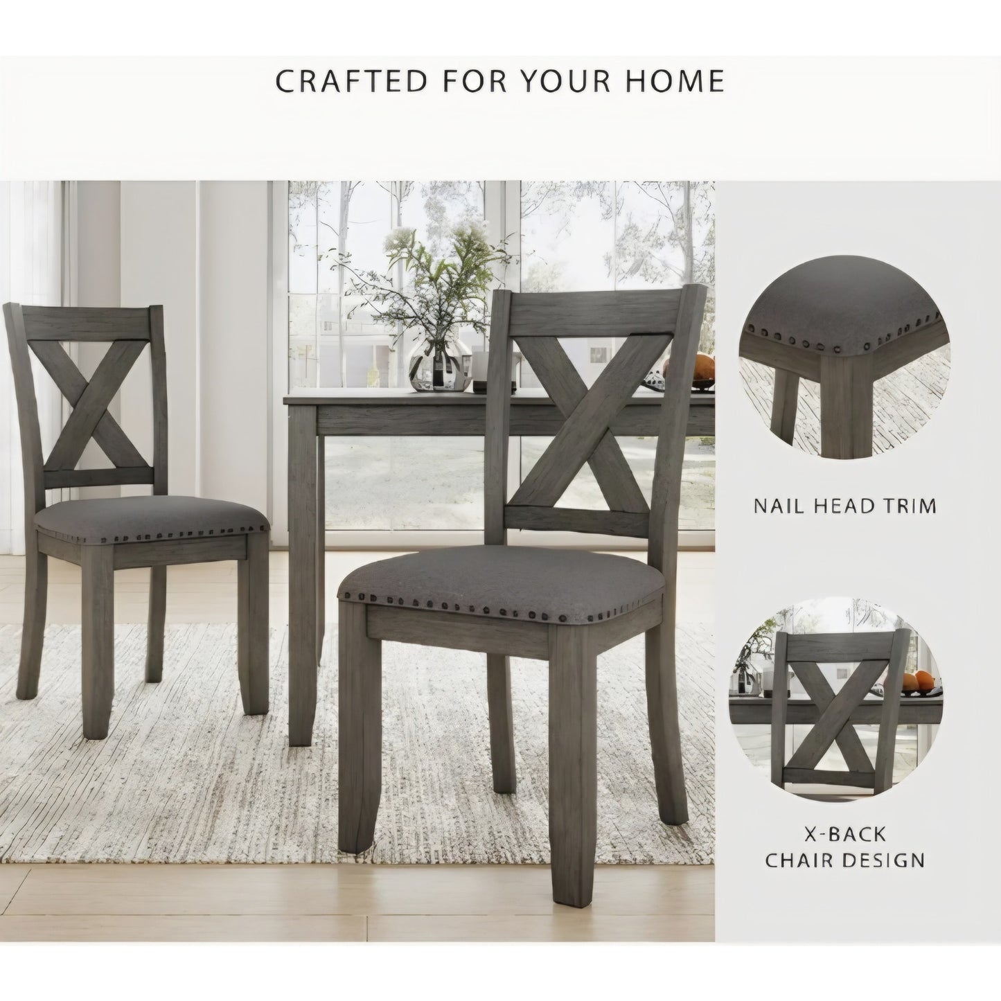 Signature Design by Ashley Caitbrook Rustic 7 Piece Dining Set, Include Table and 6 Chairs, Gray