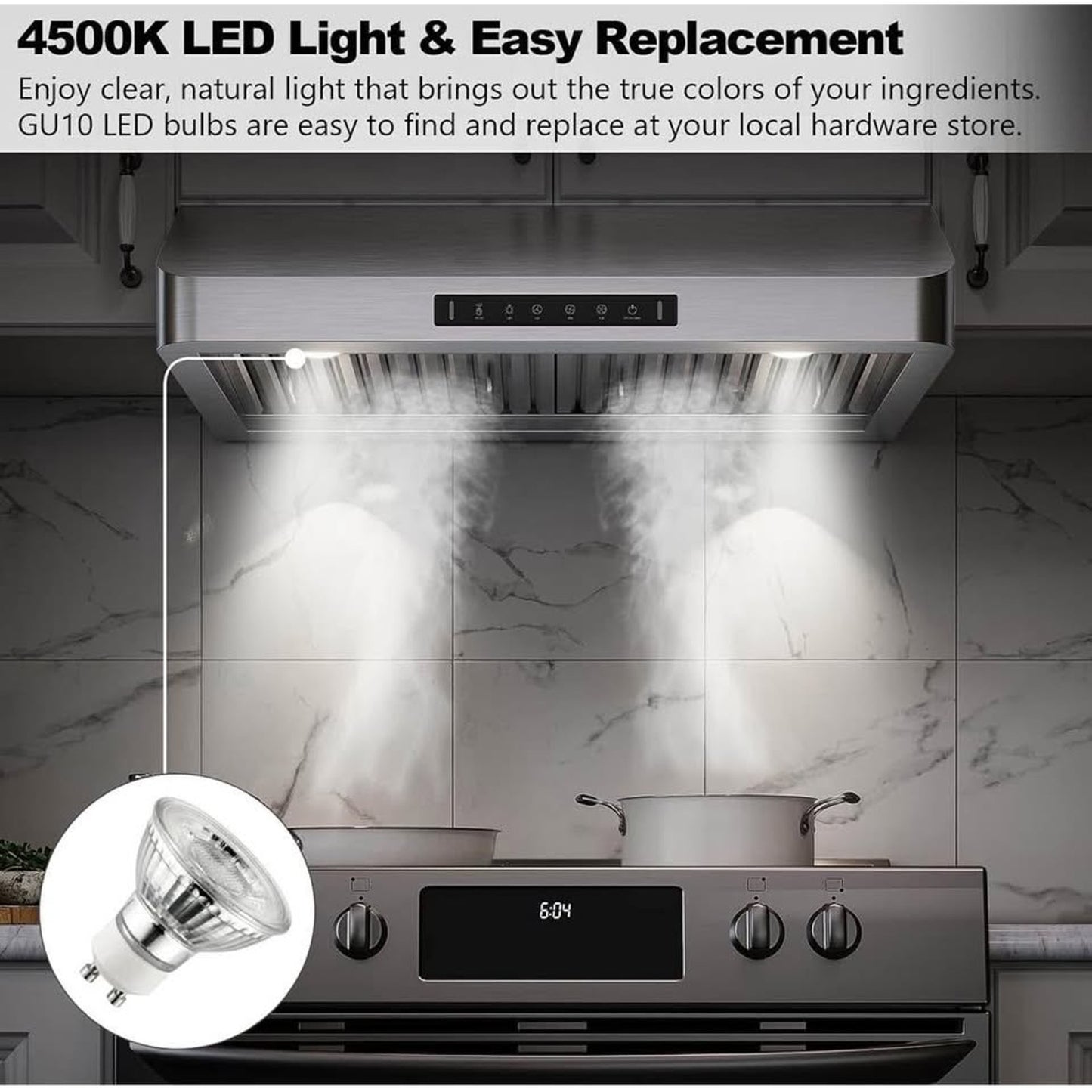 Range Hood 36 Inch Under Cabinet, Kitchen Hood with 980 CFM, 3-Speed Gesture Sensing & Touch Control