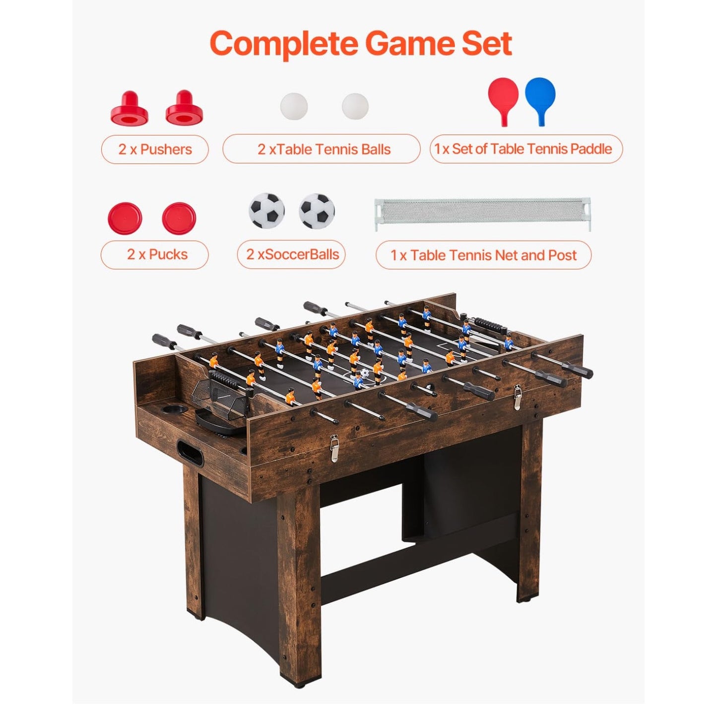 VEVOR 3-in-1/4-in-1 Combo Game Table Set, 48"/54" Air Hockey, Ping Pong & Foosball