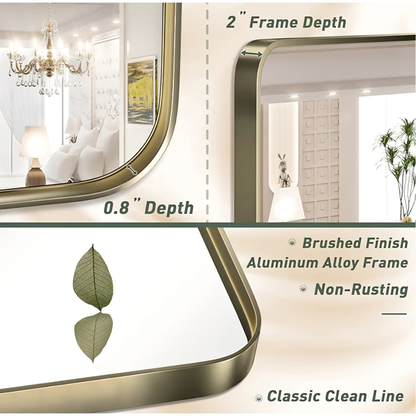 Gold Bathroom Vanity Mirror for Wall