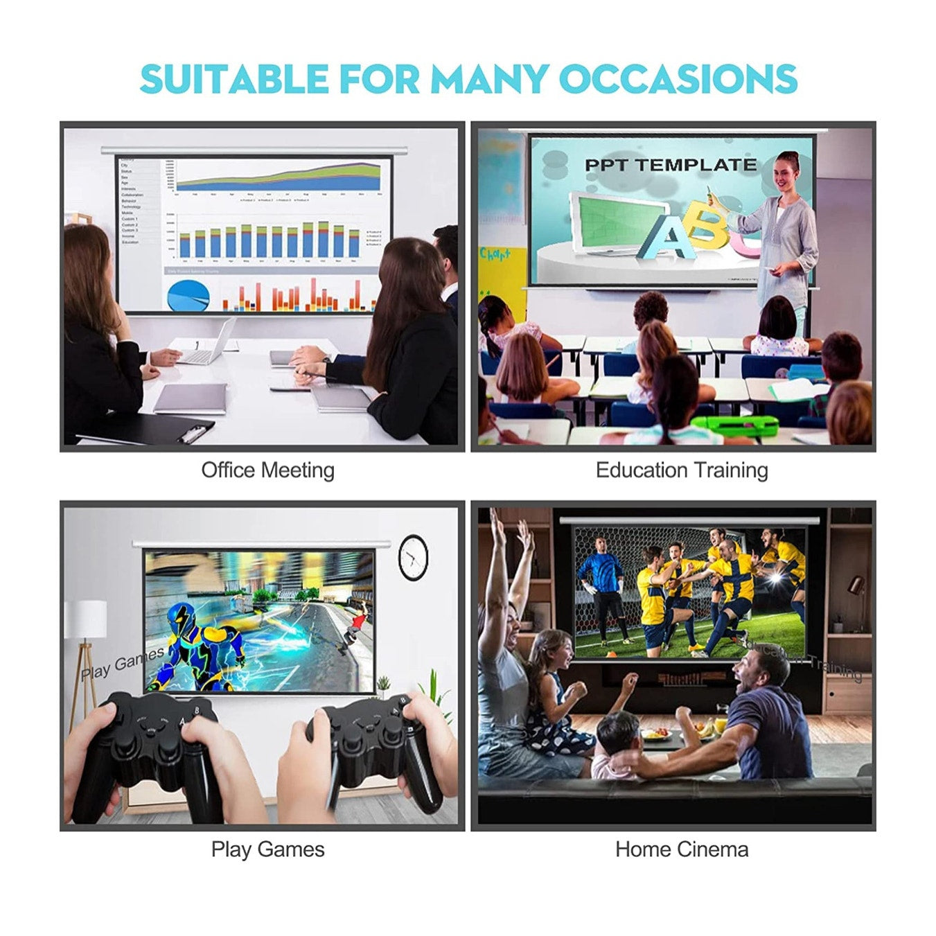 DINAH 120 Inch Electric Projector Screen with Remote, Automatic