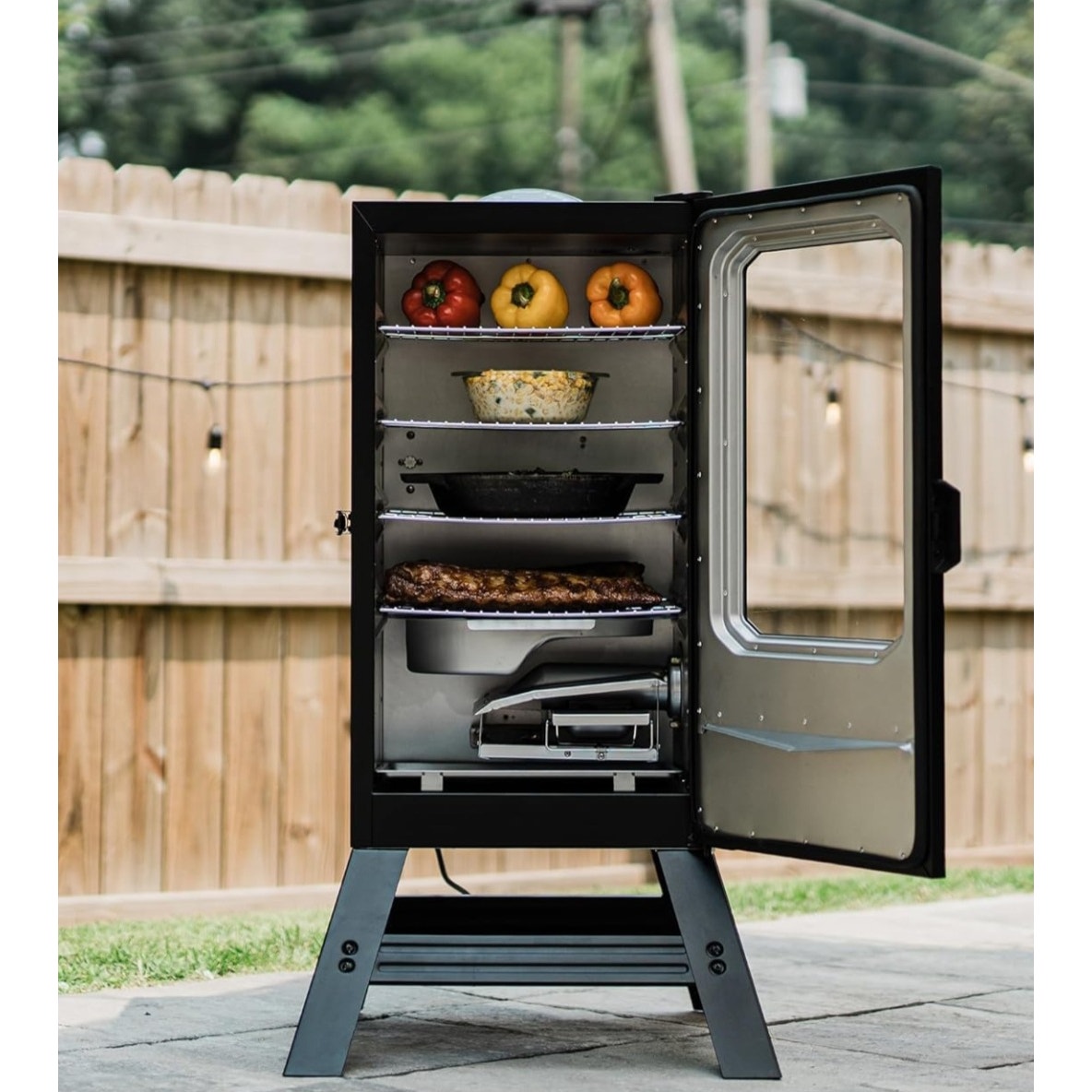 Masterbuilt® 30-inch Digital Electric Vertical BBQ Smoker with Leg Kit, Side Wood Chip Loader