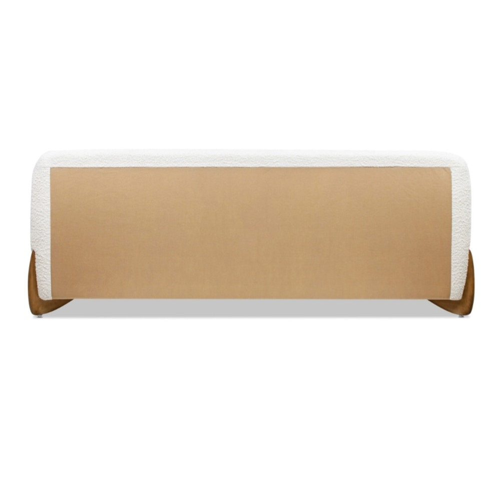 Jennifer Taylor Alpine Puffy Modern Platform Bed, King, Ivory White Bouclé