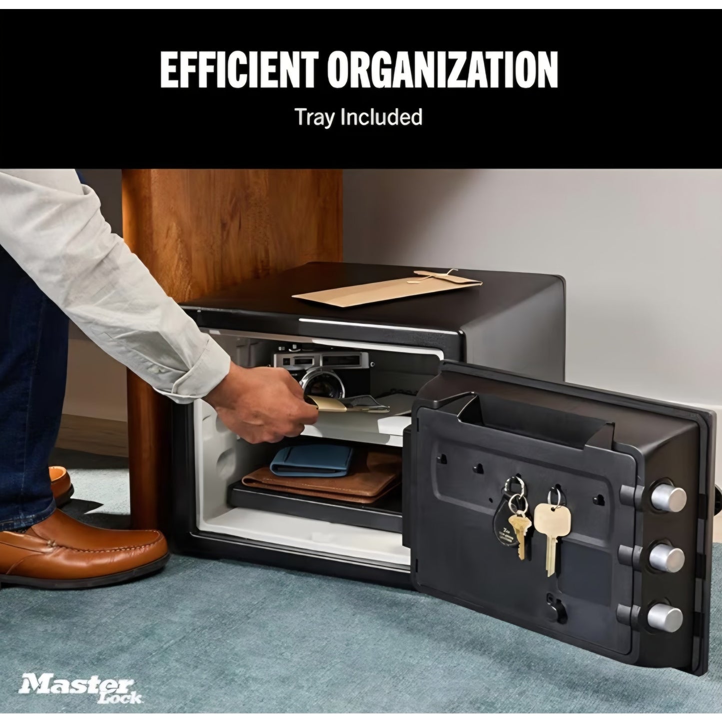 Master Lock Black Premium Fireproof and Waterproof Safe with Digital Keypad, 0.82 cu-ft, STW082GTC
