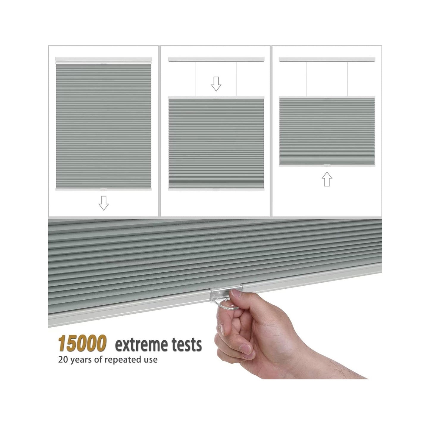Changshade Blackout Cellular Shades Cordless, Top Down Bottom Up Blinds for Windows, 1.5" Single Cell Pleated Honeycomb Window Shades for Bedroom, Child Room,36" Width x72 Height,Gray