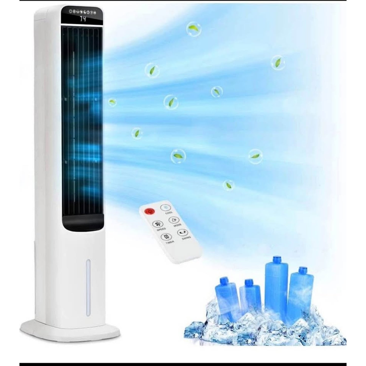 Uthfy 41" Swamp Cooler, Evaporative Air Cooler With 4 Ice Packs And Remote, 80° Oscillation