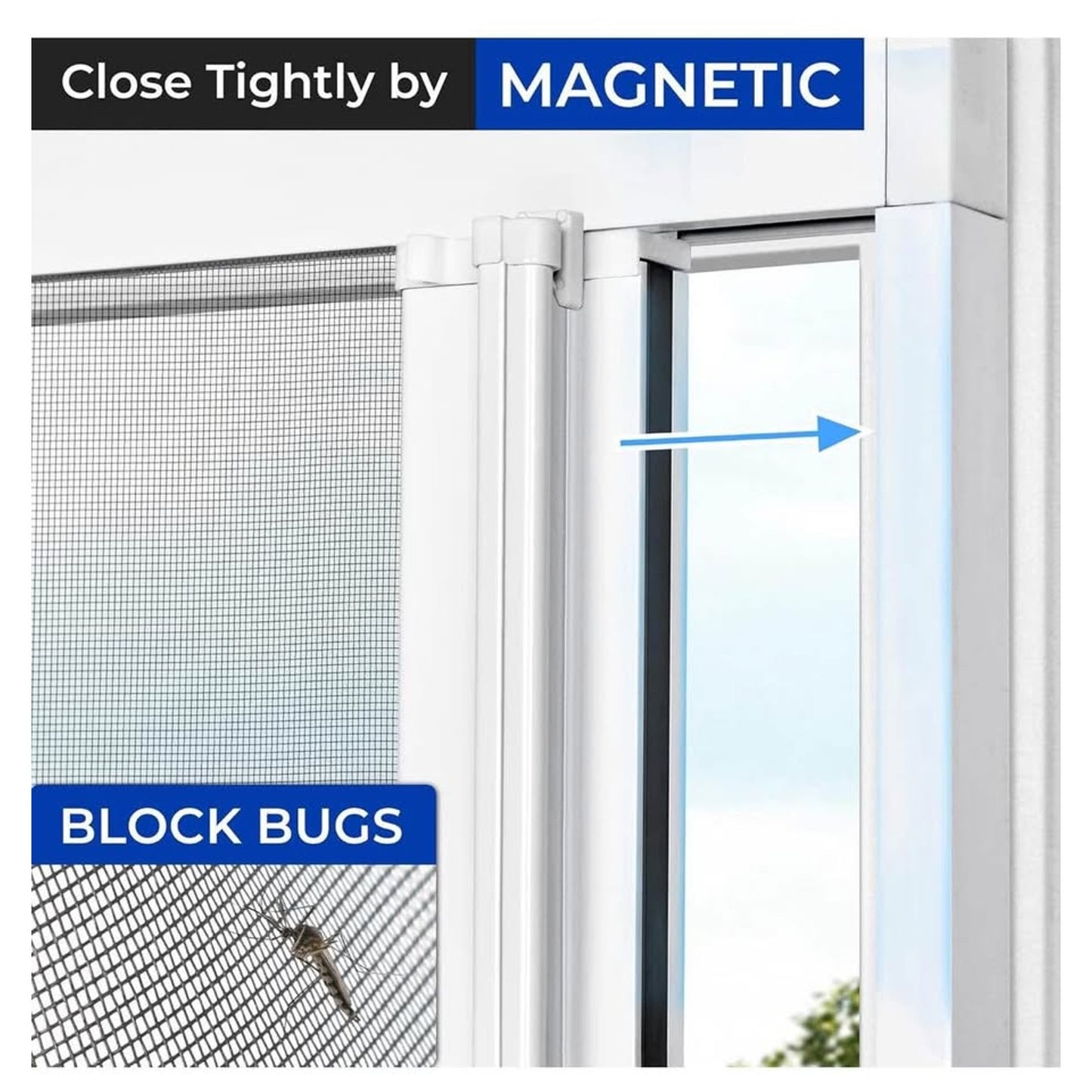 Retractable Door Screen for Single Door,Free Stop Sliding Patio Doors, Durable White Aluminium Frame