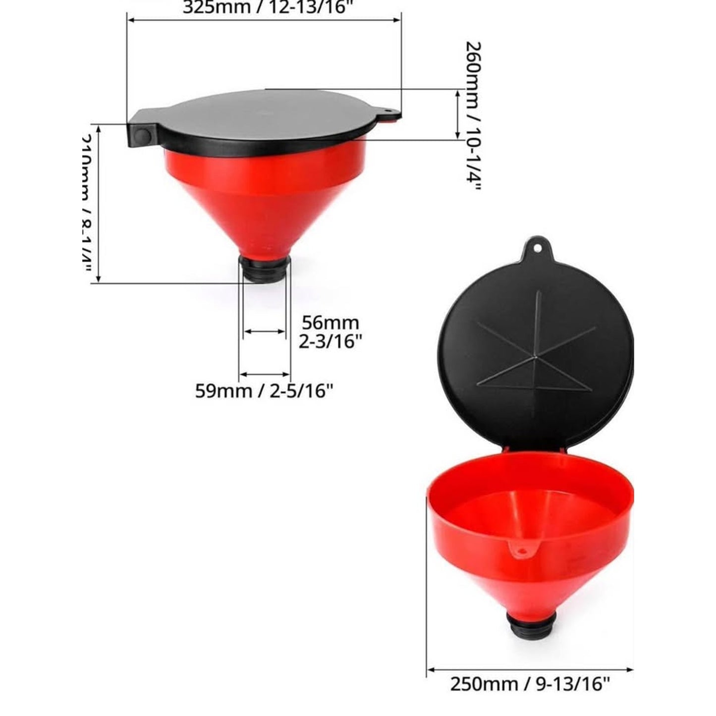 QWORK 4 Quart Lockable Drum Funnel with Removable Screen Filter, 2 Pack 2" BSP Adaptor Safety Plasti