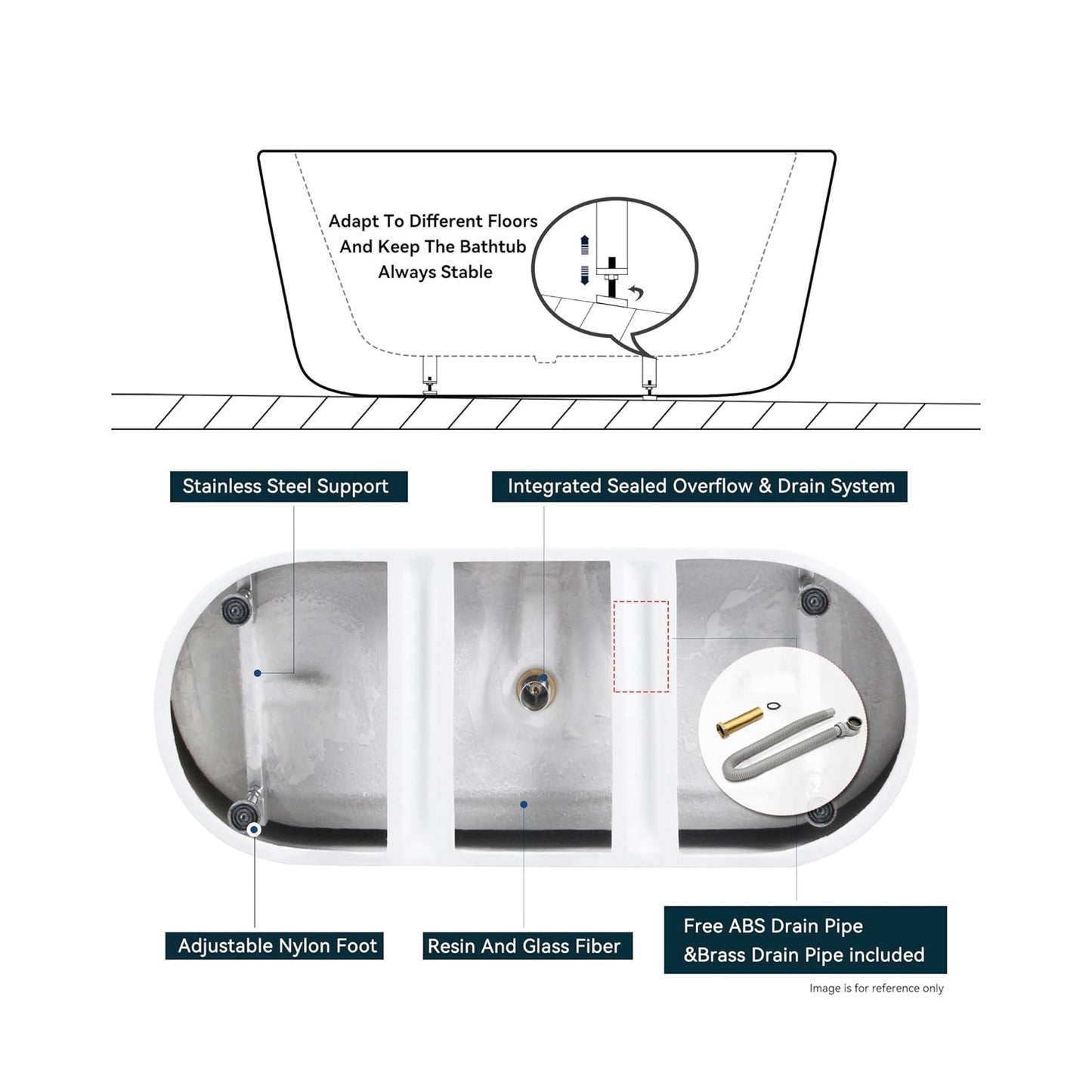 FerdY 67" Shangri-La Elite, Acrylic Freestanding Bathtub