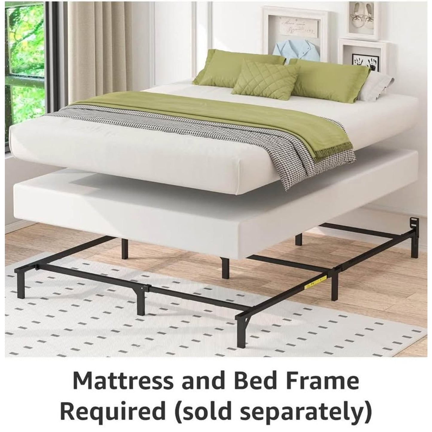 Amazon Basics Smart Box Spring Bed Base, 9-Inch Height Mattress Foundation, Tool-Free Easy Assembly,