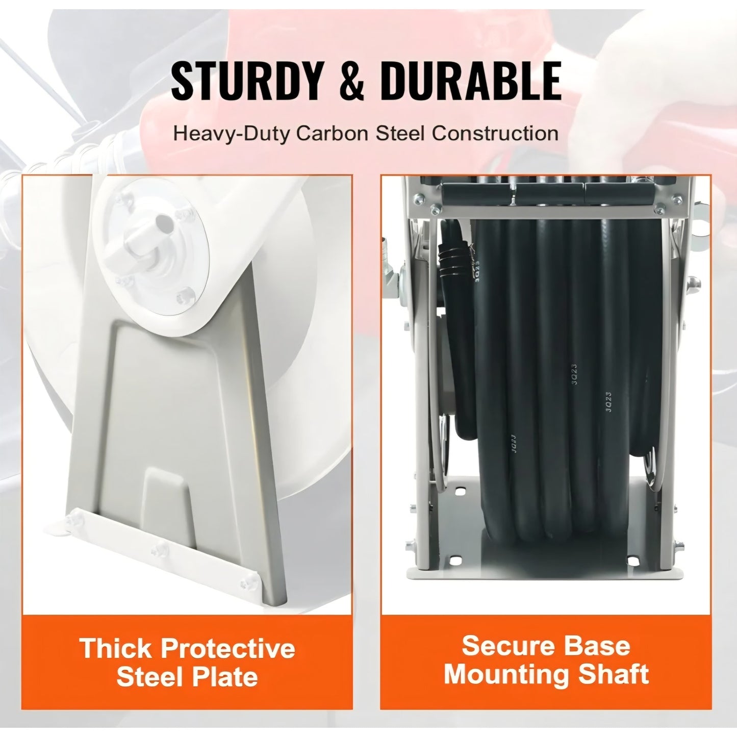 VEVOR Fuel Hose Reel, 3/4" x 66', Extra Long Retractable Diesel Hose Reel,Carbon Steel Construction