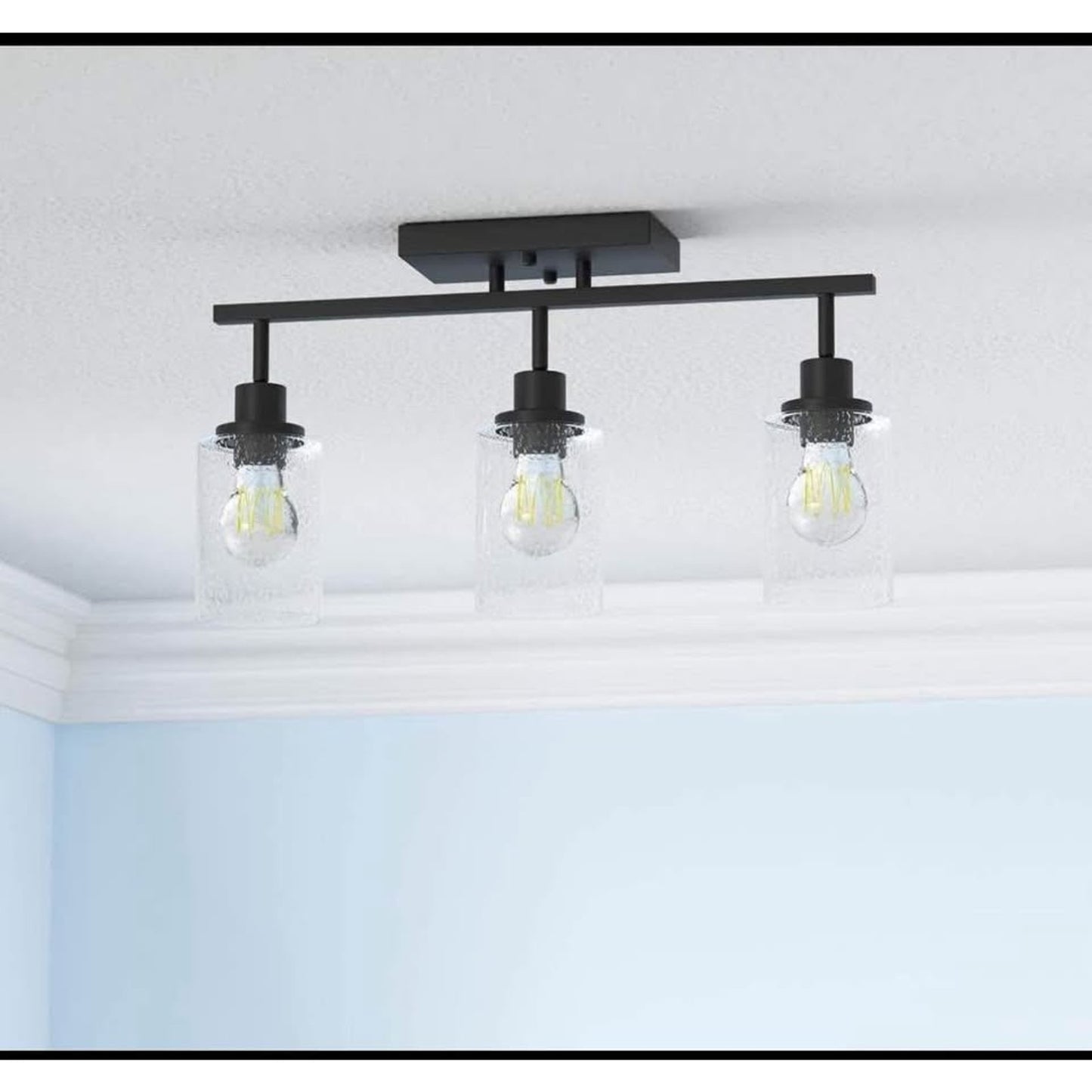 Yaohong 3 Light Track Lighting Kit Track Light Fixtures Rotatable Bathroom Ceiling Light Black Adjus