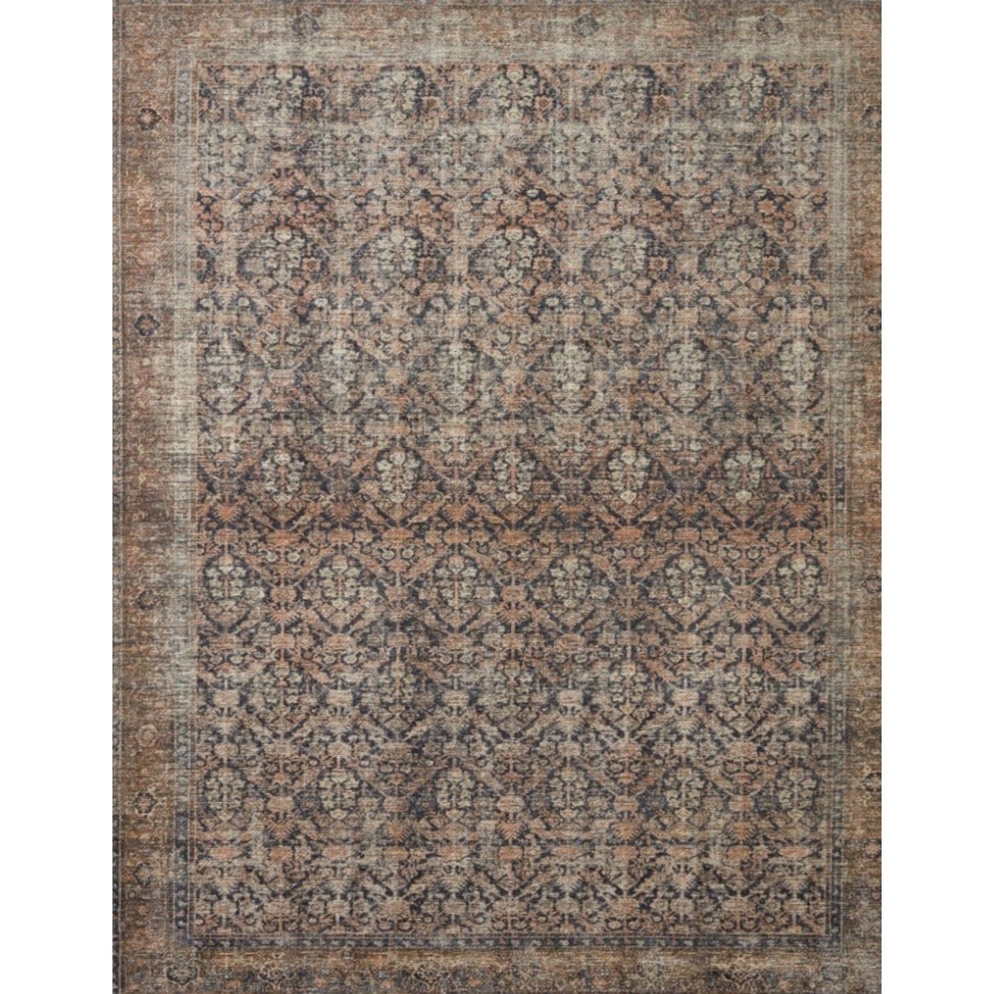 Loloi Amber Lewis Billie Collection, Ink & Salmon 6'-0" x 9'-0" Area Rug – Antique & Distressed